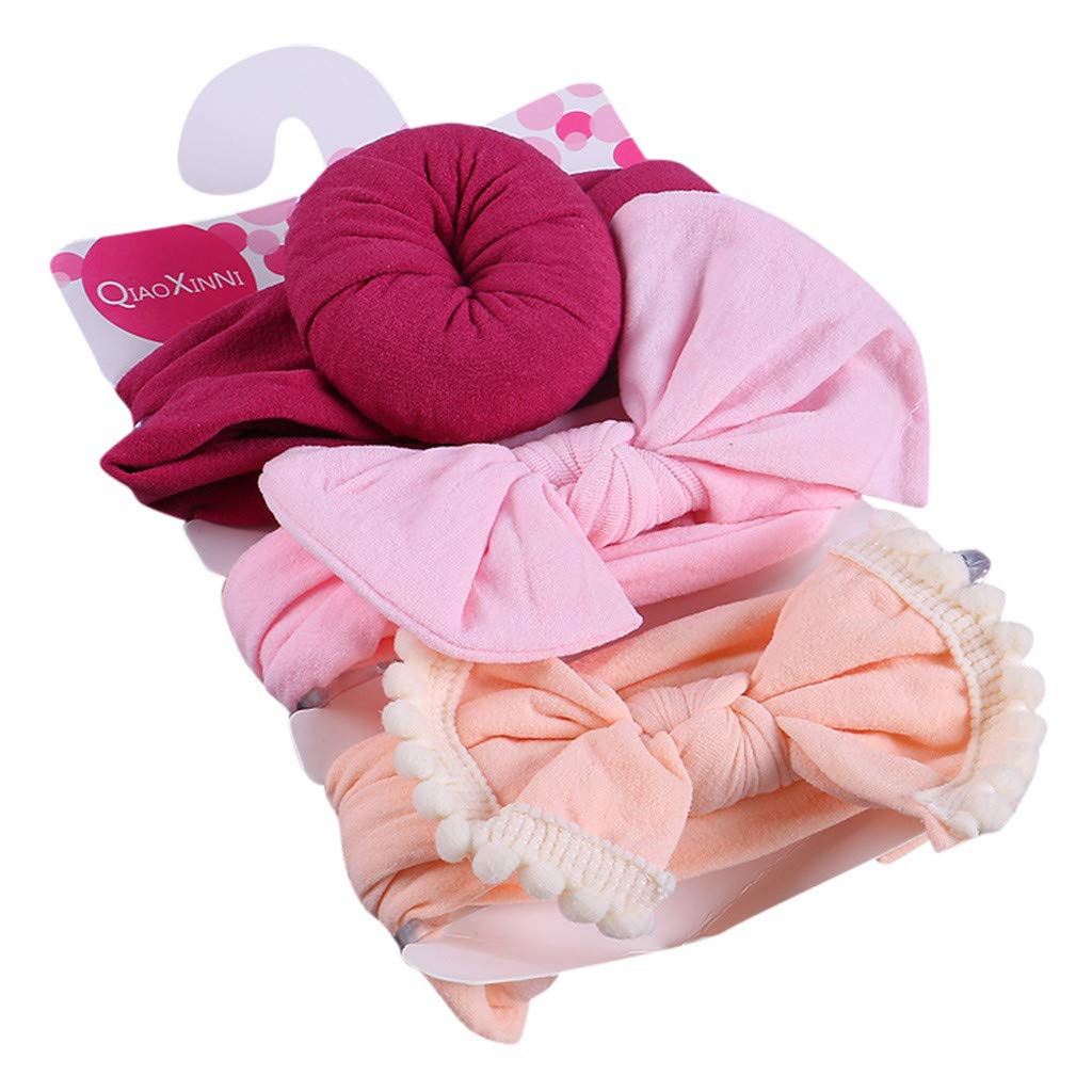 3Pcs Floral Hair Bows for Girls - Elastic Headbands for Kids, Baby Hair Accessories Set - Perfect for Parties, School, and Everyday Outfits