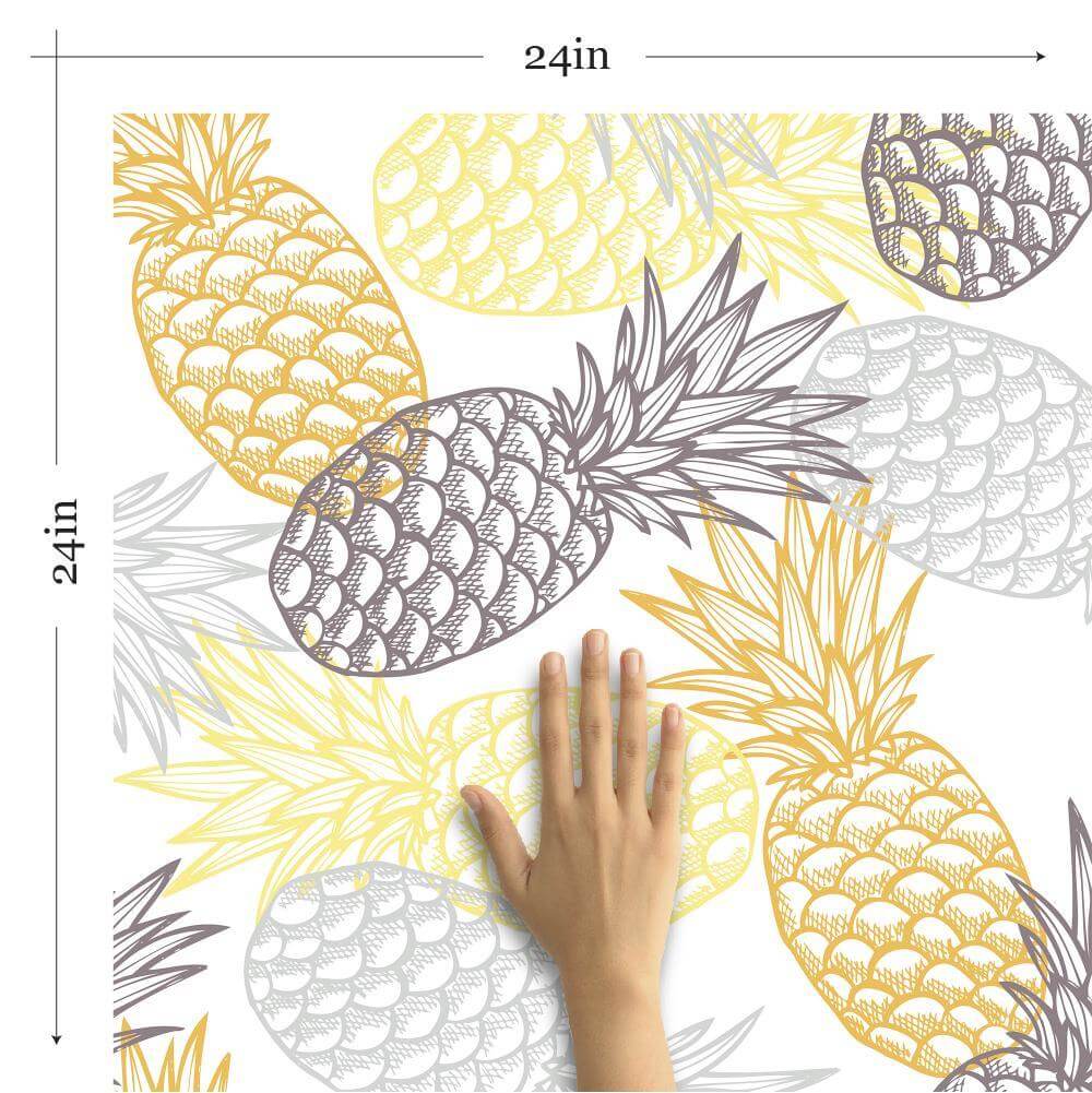 Yellow and White Tropical Peel and Stick Removable Wallpaper - Self-Adhesive Wall Decor for Bedroom, Living Room, Nursery | Easy Installation & Damage-Free Removal