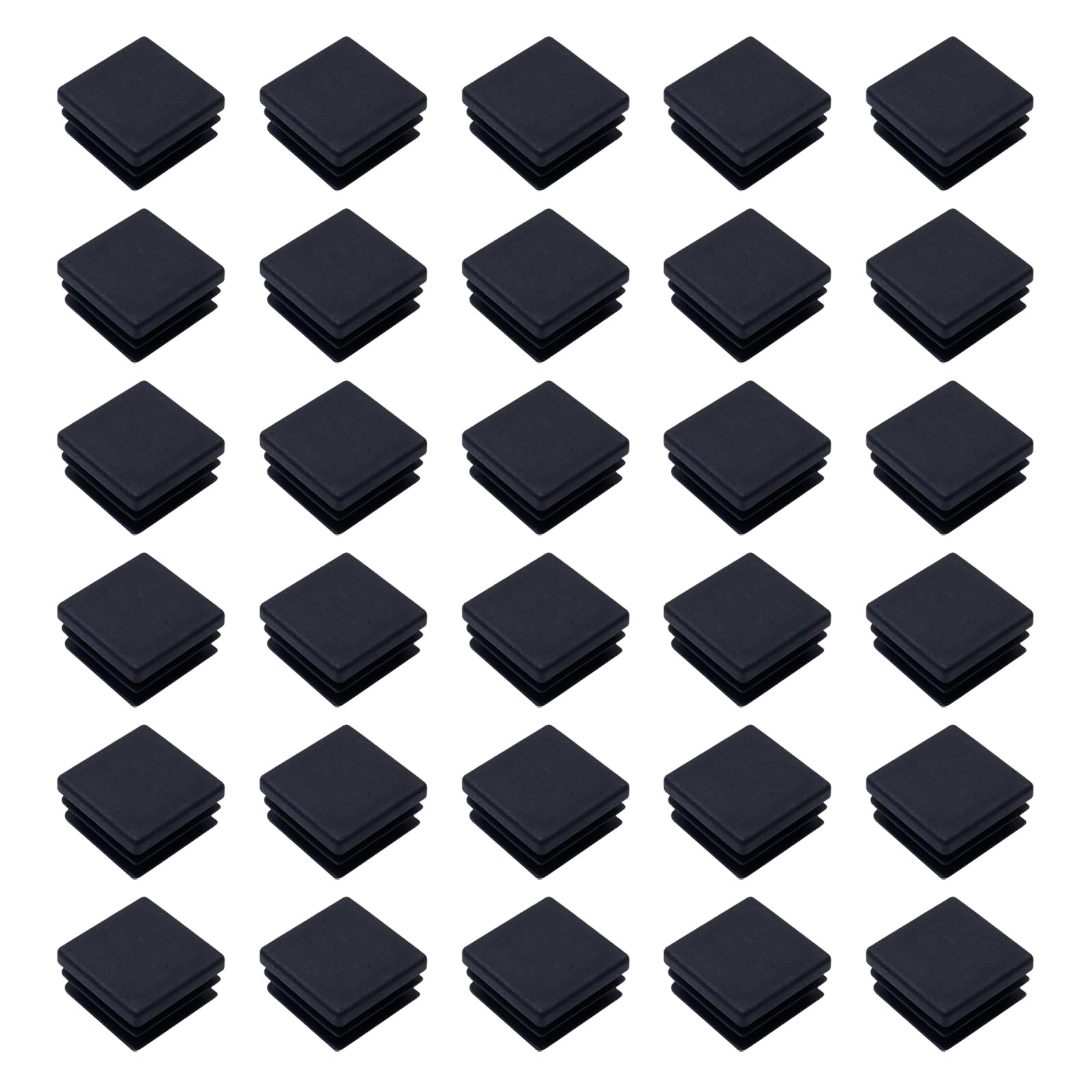 20 x 20mm Black Square Tube Plugs - Plastic Furniture End Caps for Chair Legs & Table Tubes - Pack of 30 - Perfect for DIY Furniture Assembly & Home Decor Projects