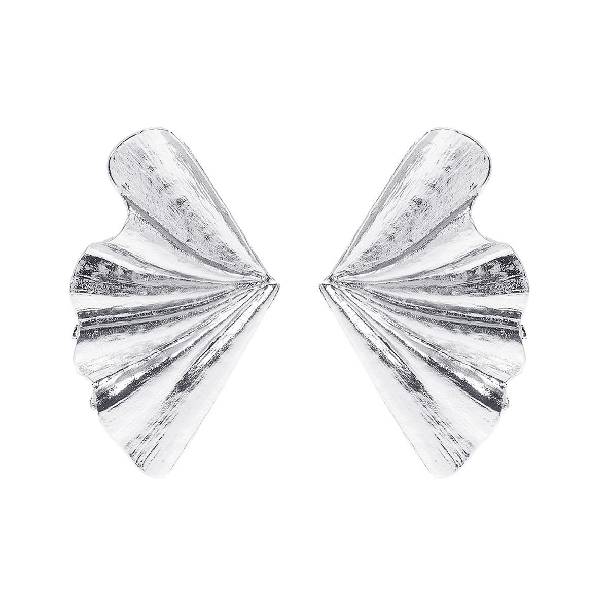 14K Gold Plated Geometric Leaf Earrings for Women - Fan-Shaped Abstract Statement Jewelry Gifts for Her | Perfect for Parties, Weddings & Everyday Wear