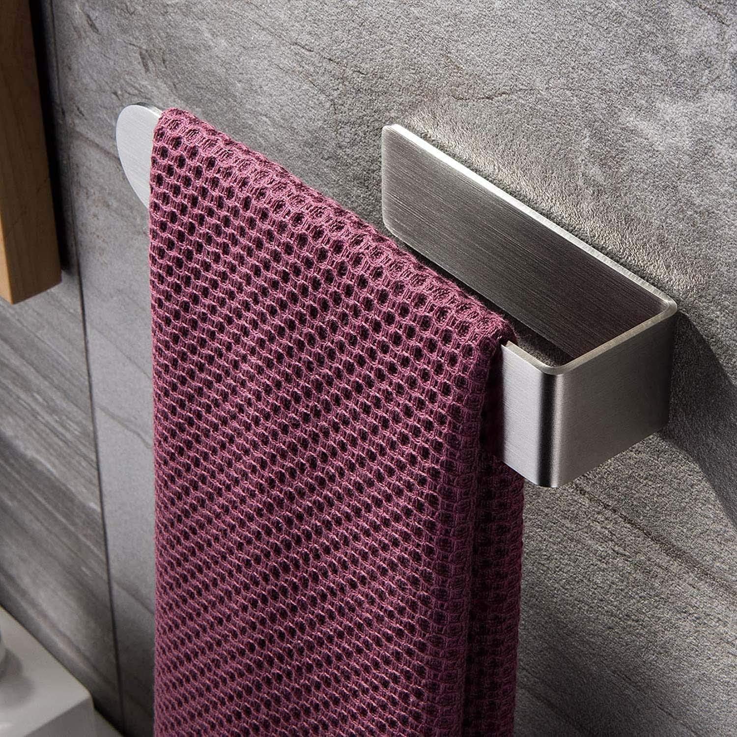 Stainless Steel Self-Adhesive Napkin & Towel Holder - No Drill Bathroom & Kitchen Organizer for Washbasin, Sink, Countertop - Perfect for Hand Towels, Kitchen Napkins, Cloth Hangers - Ideal for Bathroom, Kitchen & Laundry Room Organization