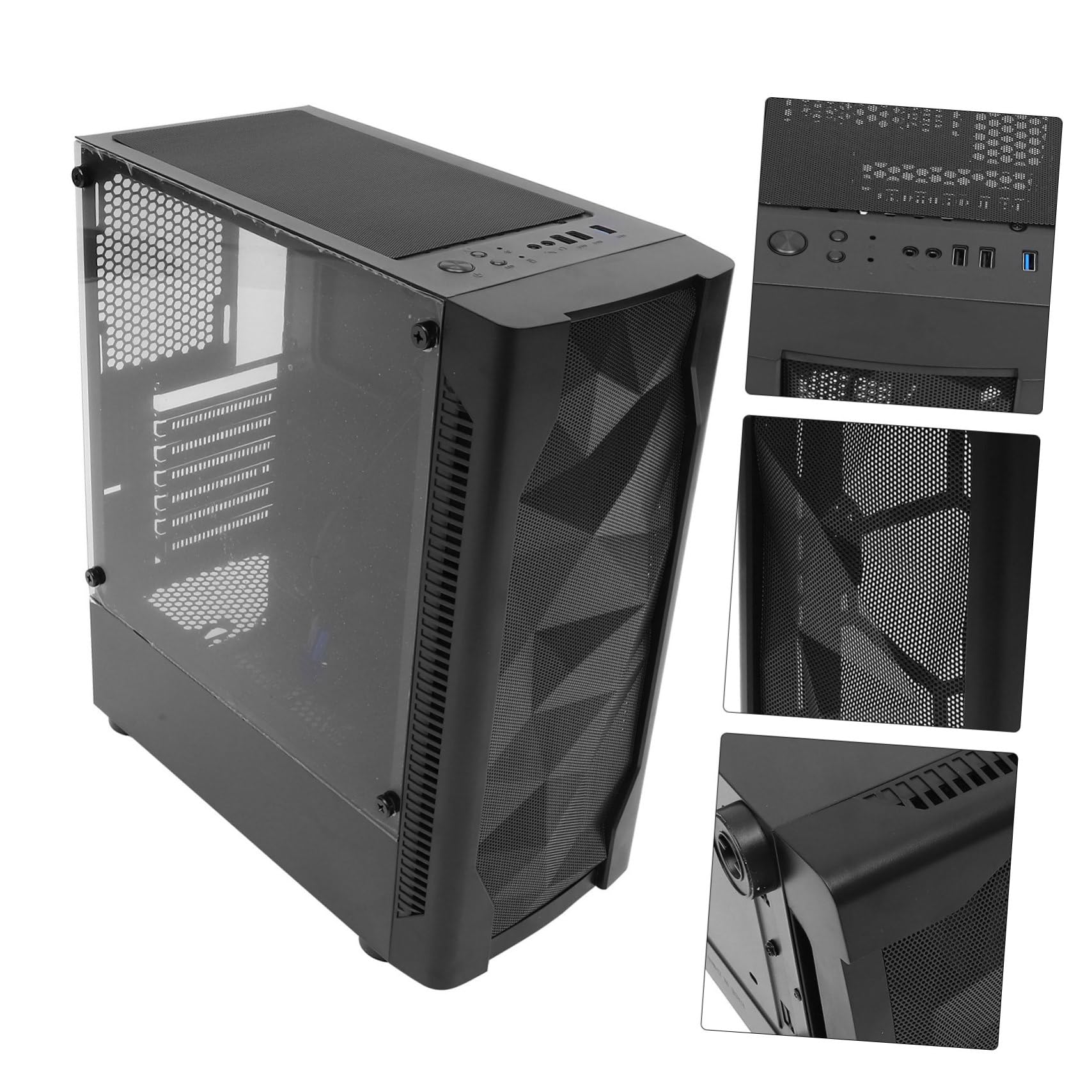 Mikikit ATX Mid Tower PC Case - Tempered Glass Side Panel, High Airflow, Cold Rolled Steel, Gaming Computer Case for Home & Office Use | Perfect for Gaming Rigs & Workstation Builds