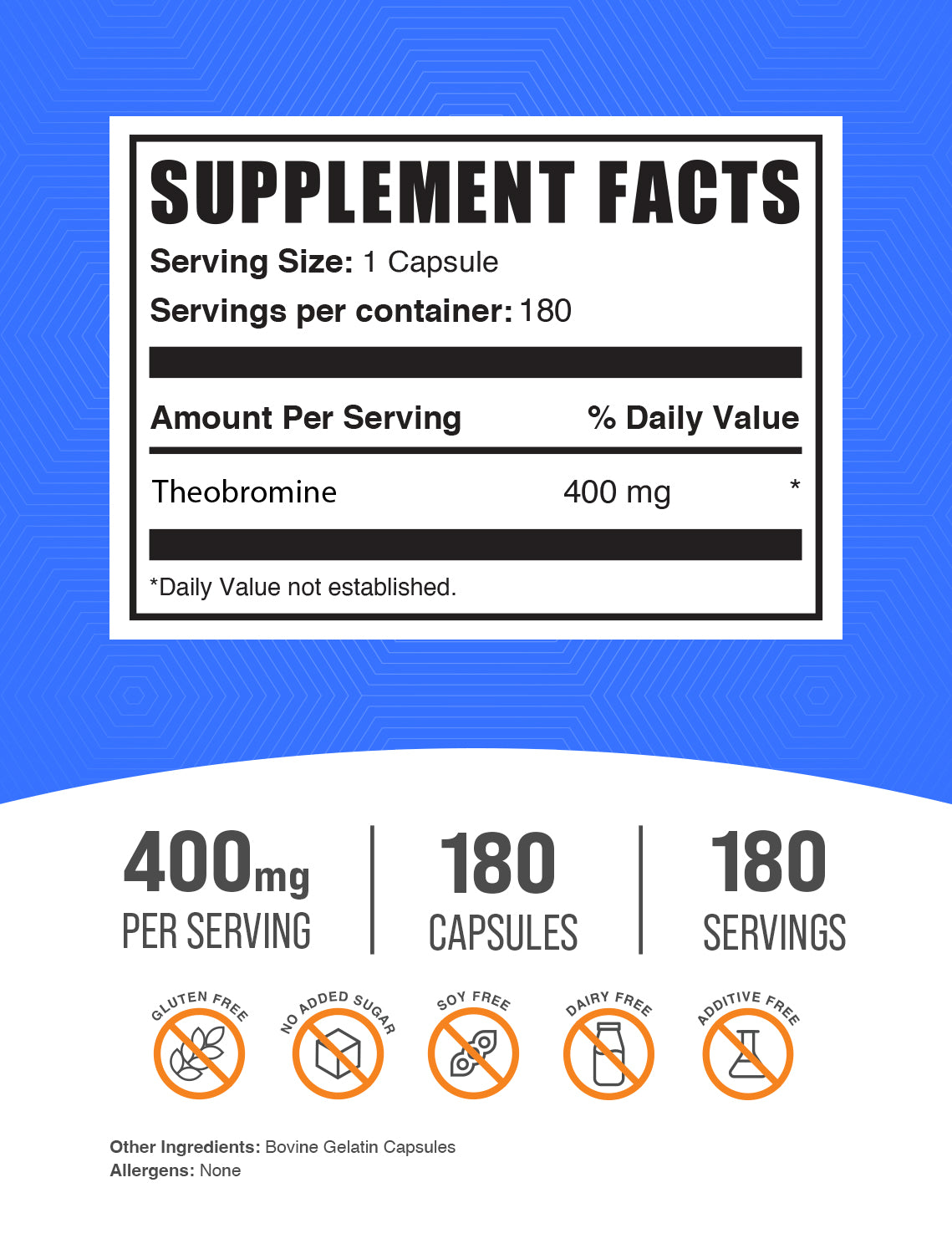 Pure Theobromine Capsules for Energy & Focus | Natural Mood Booster Supplement | Vegan & Non-GMO | Supports Cognitive Function & Mental Clarity | Perfect for Workouts, Study & Daily Performance