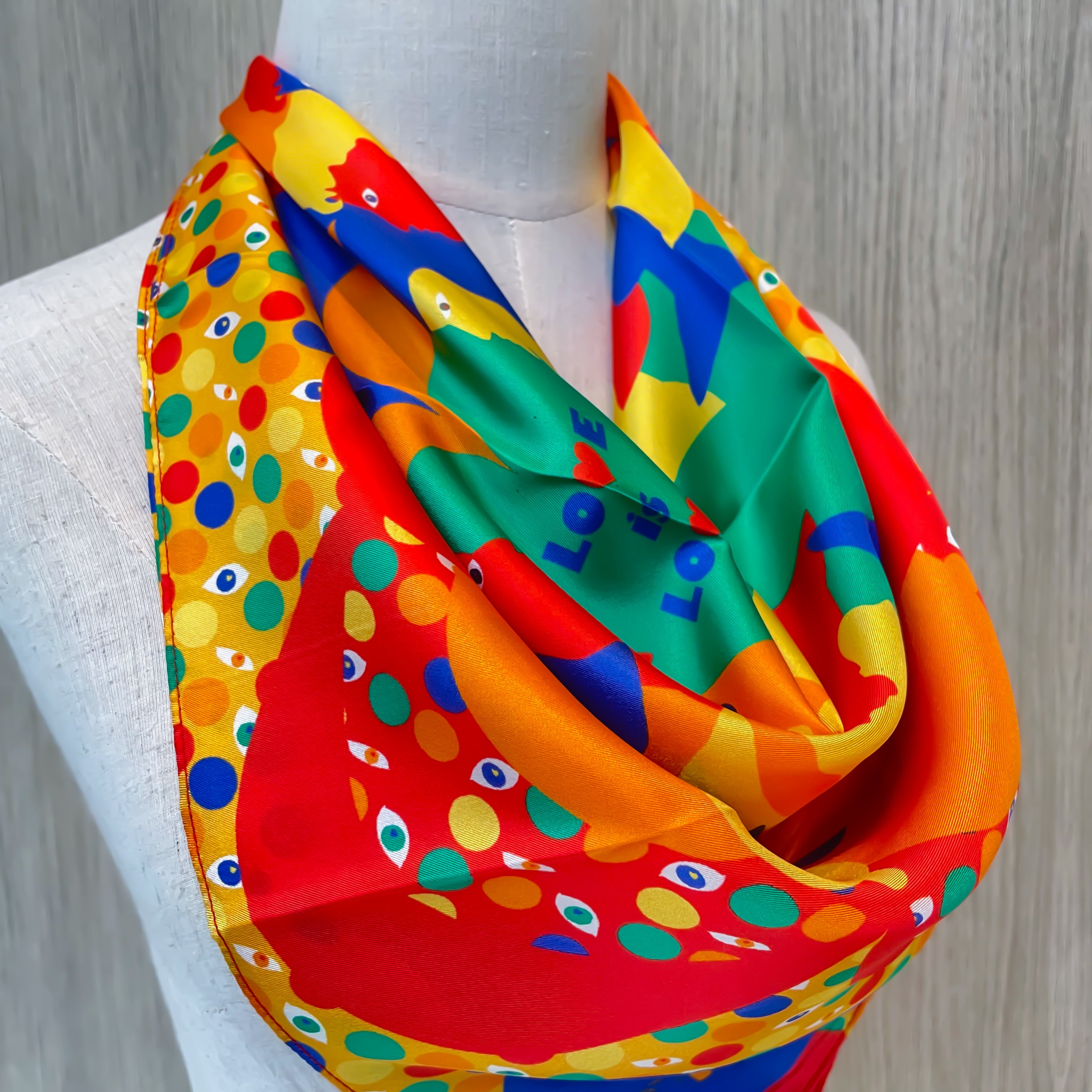 Love Rules the World 100% Pure Silk Scarf - Elegant Fashion Accessory for Women, Perfect for Weddings, Parties & Special Occasions