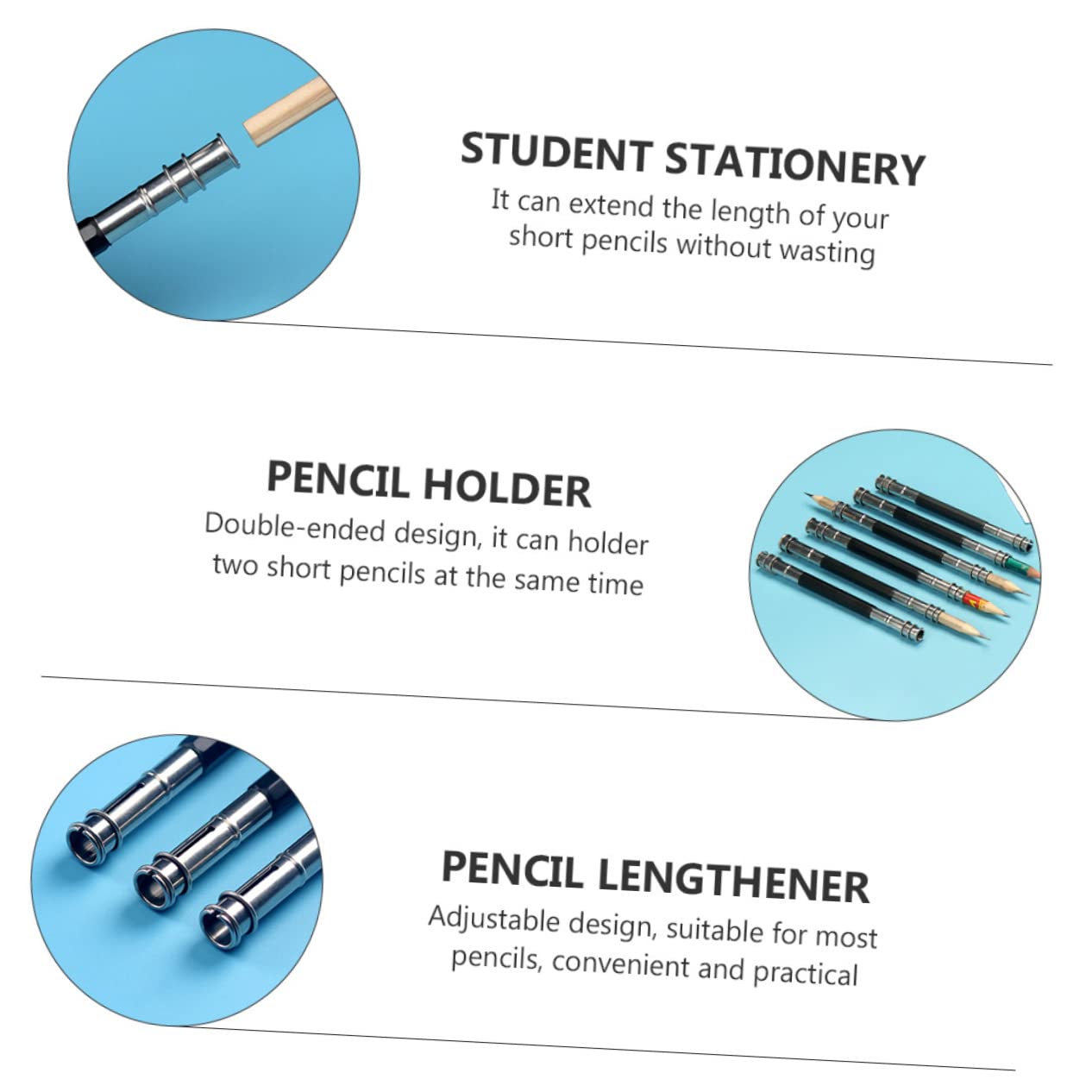 SEWACC 10-Pack Pencil Extenders - Premium Pencil Holder & Lengthener for Artists, Students & Office Use - Extend Short Pencils for Drawing, Writing & School Projects - Essential Stationery & School Supplies