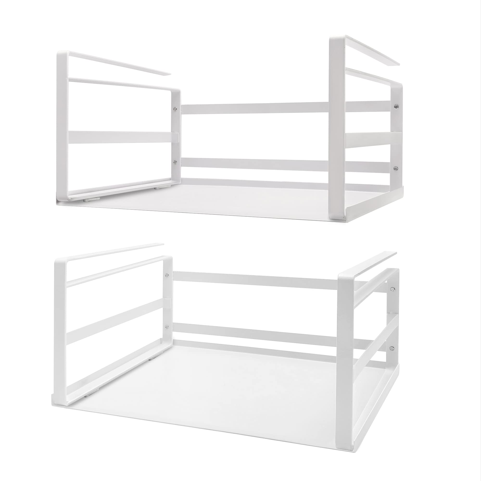 2-Pack Under Shelf Storage Baskets - Heavy Duty Slide-in Organizer for Kitchen, Pantry & Cabinet - Space Saving Hanging Holder for Bookshelf, Desk & Counter - White (Perfect for Small Kitchen Organization & Closet Storage Solutions)