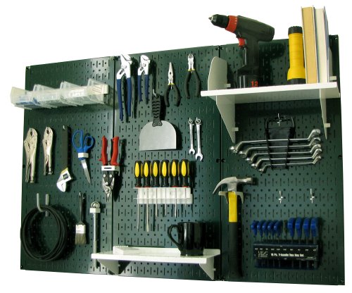 Green Pegboard With White Accessories