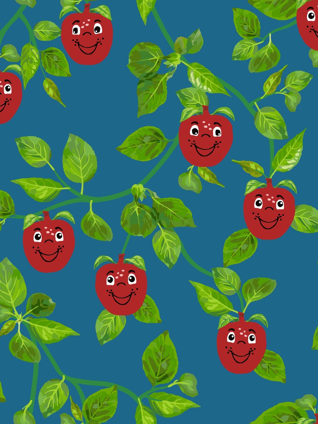 Fisher Price™ Happy Apple™ Branches Wallpaper in Cadet Blue - Perfect for Nursery, Kids' Room & Playroom Decor