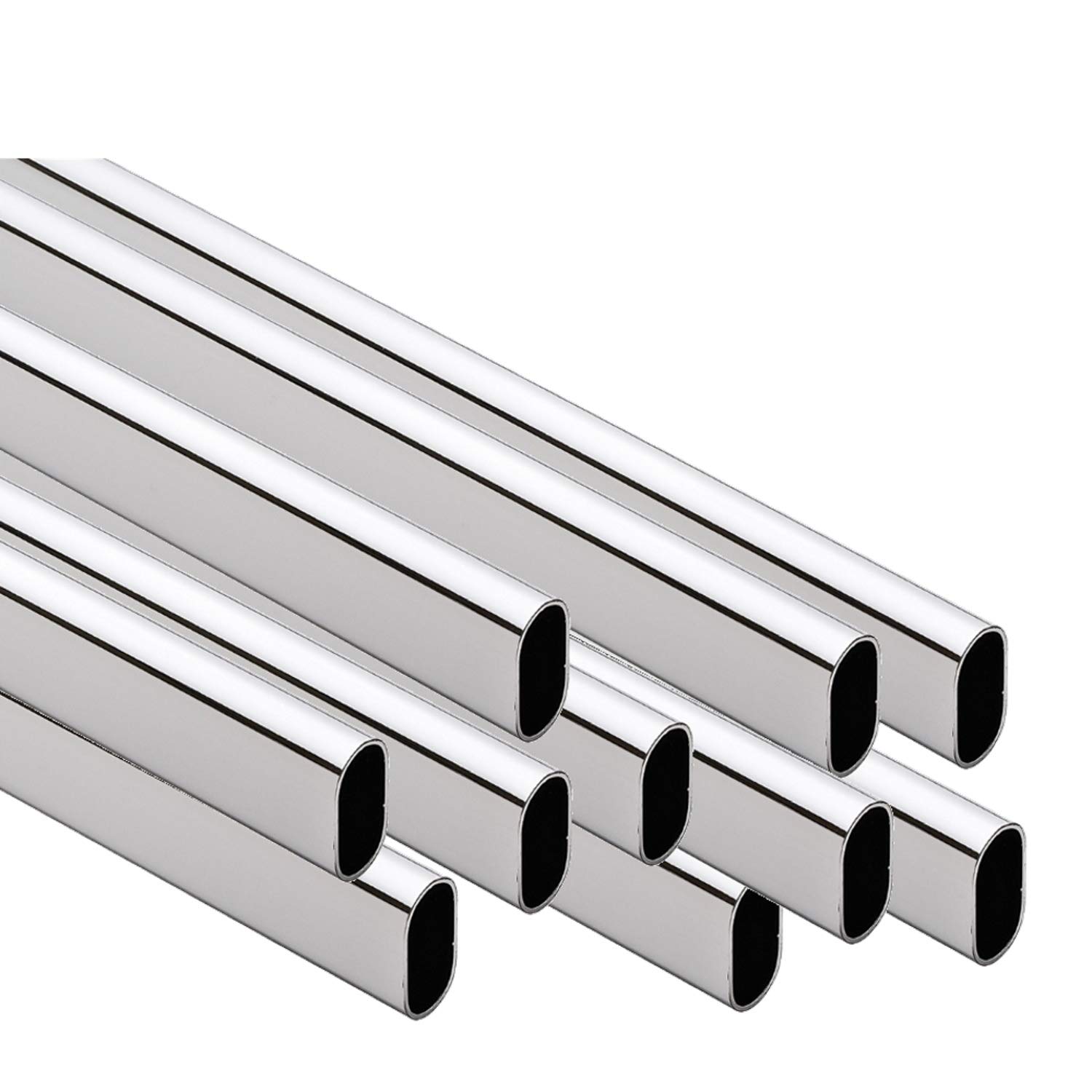 Desunia 36 Inch Oval Closet Rod (15mm x 30mm) - 10 Pack - Chrome Finish - Heavy Duty Closet Organizer for Wardrobe, Walk-in Closet, and Storage Room Organization