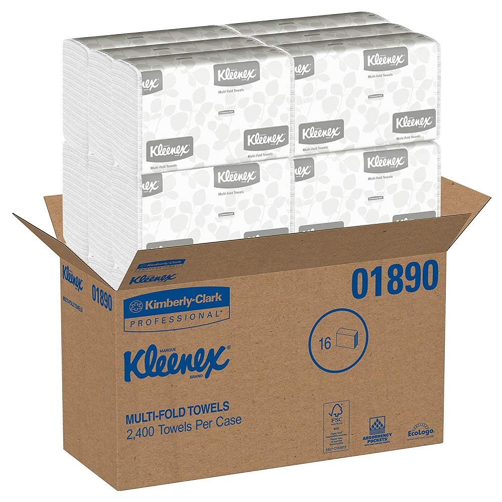 Multifold Paper Towels (01890) - White, 150 Tri-Fold Sheets per Pack, Case of 16 Packs (48 Total) | Bulk Commercial & Home Use for Kitchen, Bathroom, Office Cleaning