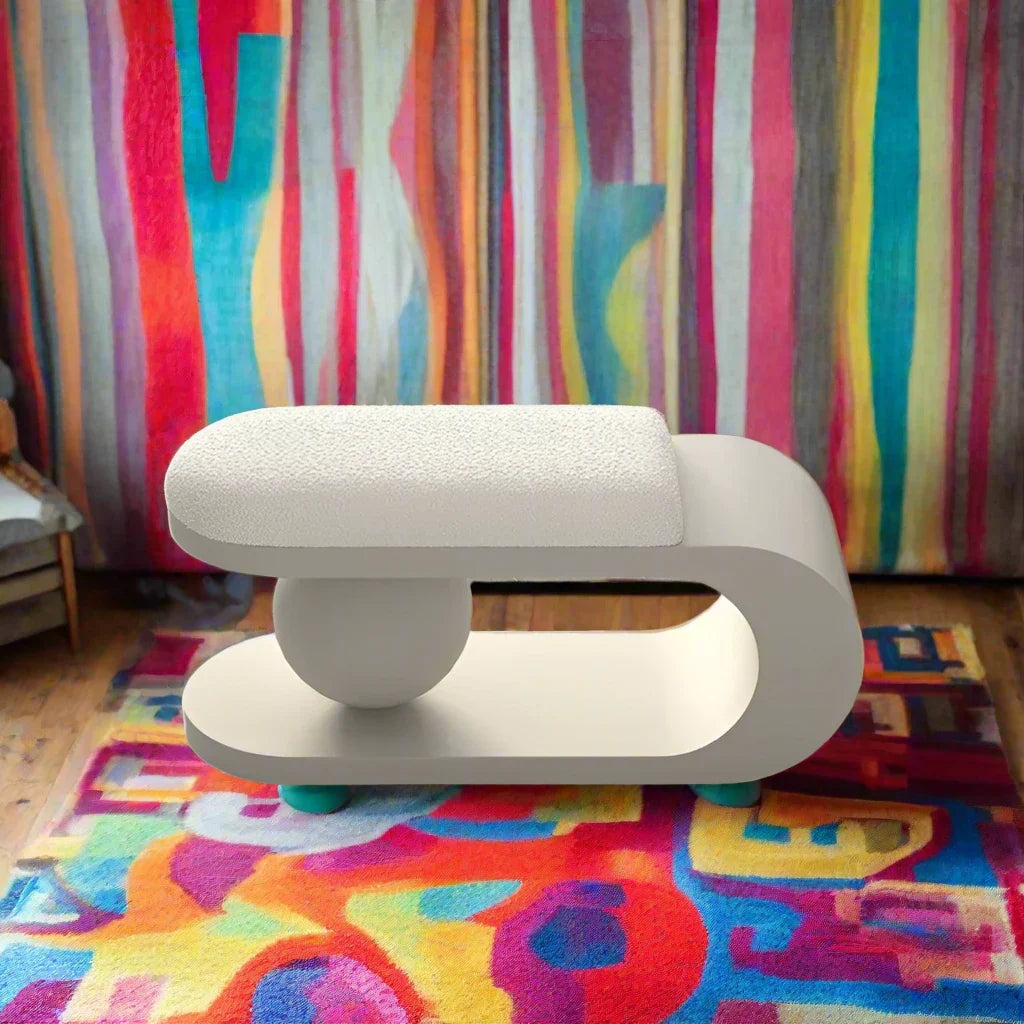 Premium Curve Shoe Changing Bench with Soft Lambswool Cushion - Comfortable Seated Shoe Removal for Entryway, Bedroom & Dressing Room