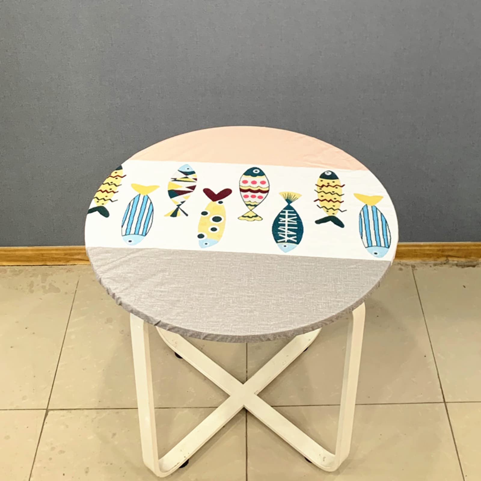 Waterproof Round Vinyl Tablecloth for Outdoor Small Table - 50cm/20in Elastic Edge Non-Slip Wrinkle-Free Table Cover | Perfect for Patio, Kitchen, Dining Room, Picnics & Parties