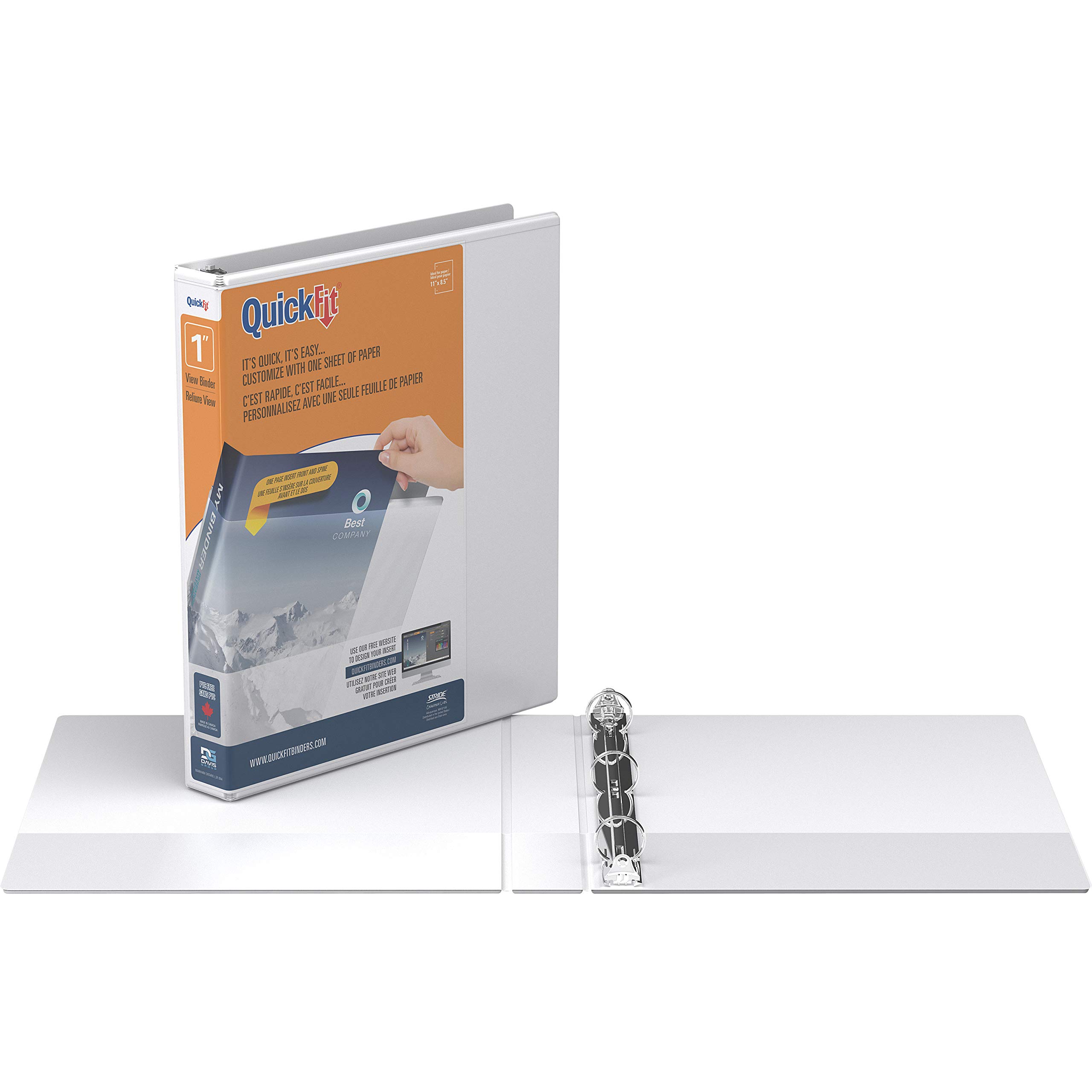 QuickFit 1 Inch Round Ring View Binder - White (87110) - Perfect for School, Office, and Home Organization