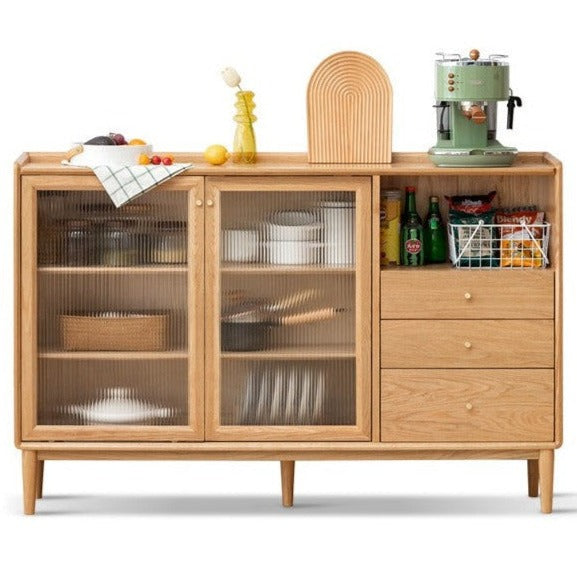 Premium Solid Wood Sideboard with Sliding Doors - Oak, Ash, Black Walnut & Cherry Options - Perfect for Dining Room Storage & Living Room Organization