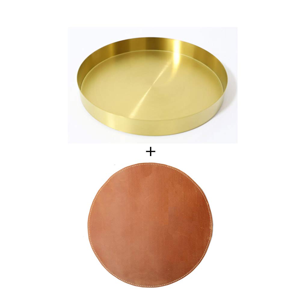 Boshiho Gold Round Storage Trays - Stainless Steel Decorative Organizer Tray for Jewelry, Makeup, Toiletries & Tableware | Modern Home Decor & Serving Tray for Dining, Vanity & Kitchen Organization