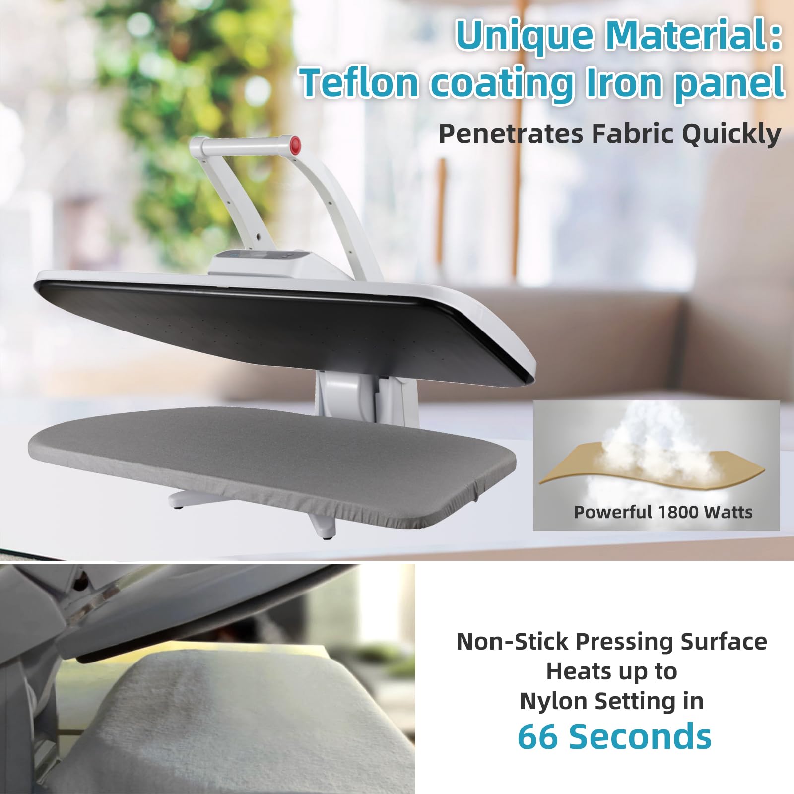 1800W Large Steam Press Machine with LED Display - 31”x12” Professional Clothes Press for Home & Business - Digital Fabric Steamer with 5 Temperature Settings & Steam Burst Function - Perfect for Laundry Shops, Tailoring & Home Garment Care