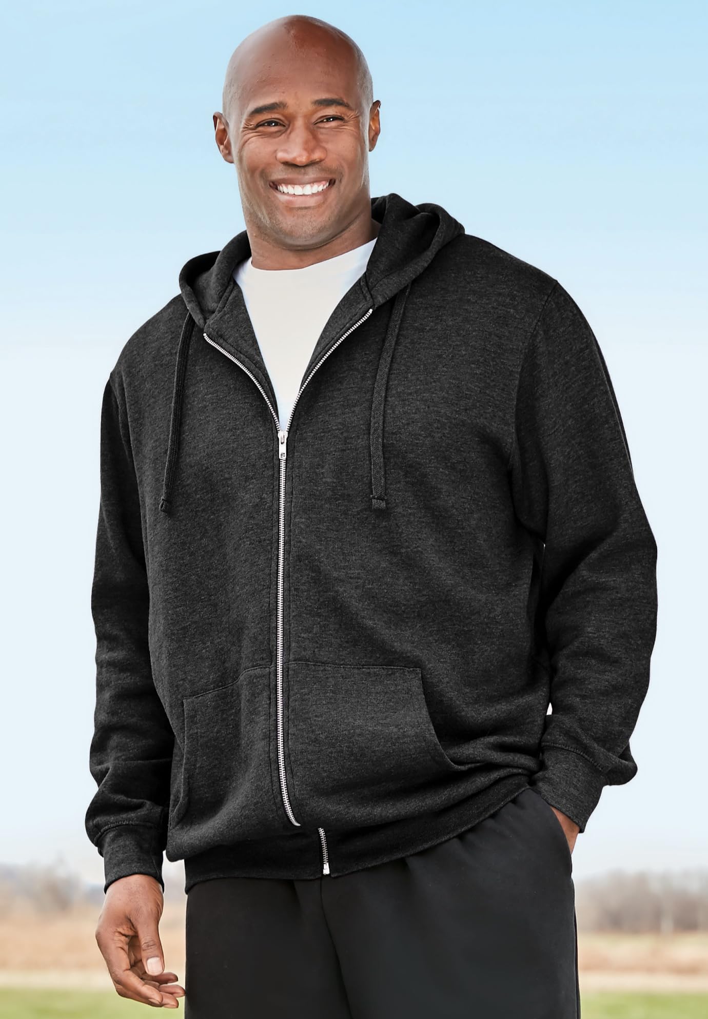 KingSize Men's Big & Tall Fleece Zip-Front Hoodie Jacket - Warm Winter Outerwear for Casual Wear & Outdoor Activities