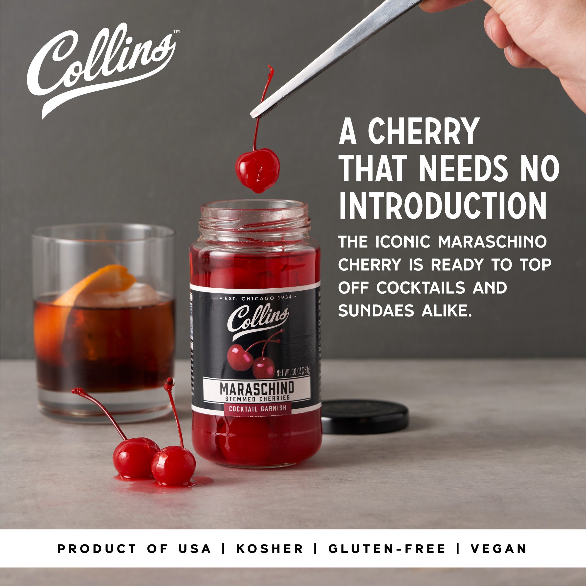 Premium Maraschino Cocktail Cherries 10 oz - Sweet & Juicy Garnish for Martinis, Shirley Temples & Desserts