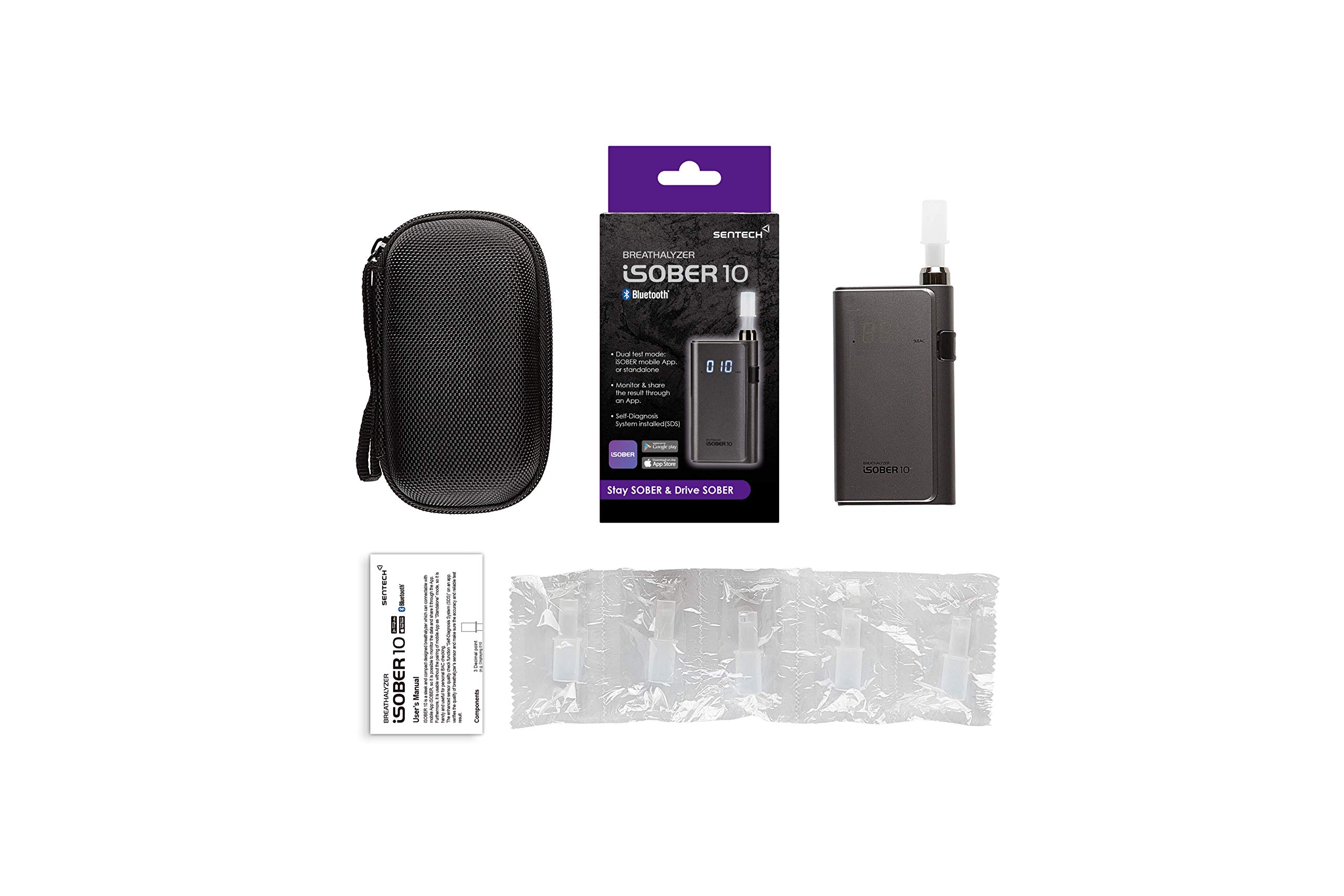 10 Pack Professional Breathalyzer - DOT & NHTSA Approved Alcohol Tester with Suracell FuelCell Sensor Technology | HSA/FSA Eligible | Sensor Status Check System | Perfect for Personal Use, Workplace Testing & Law Enforcement Scenarios