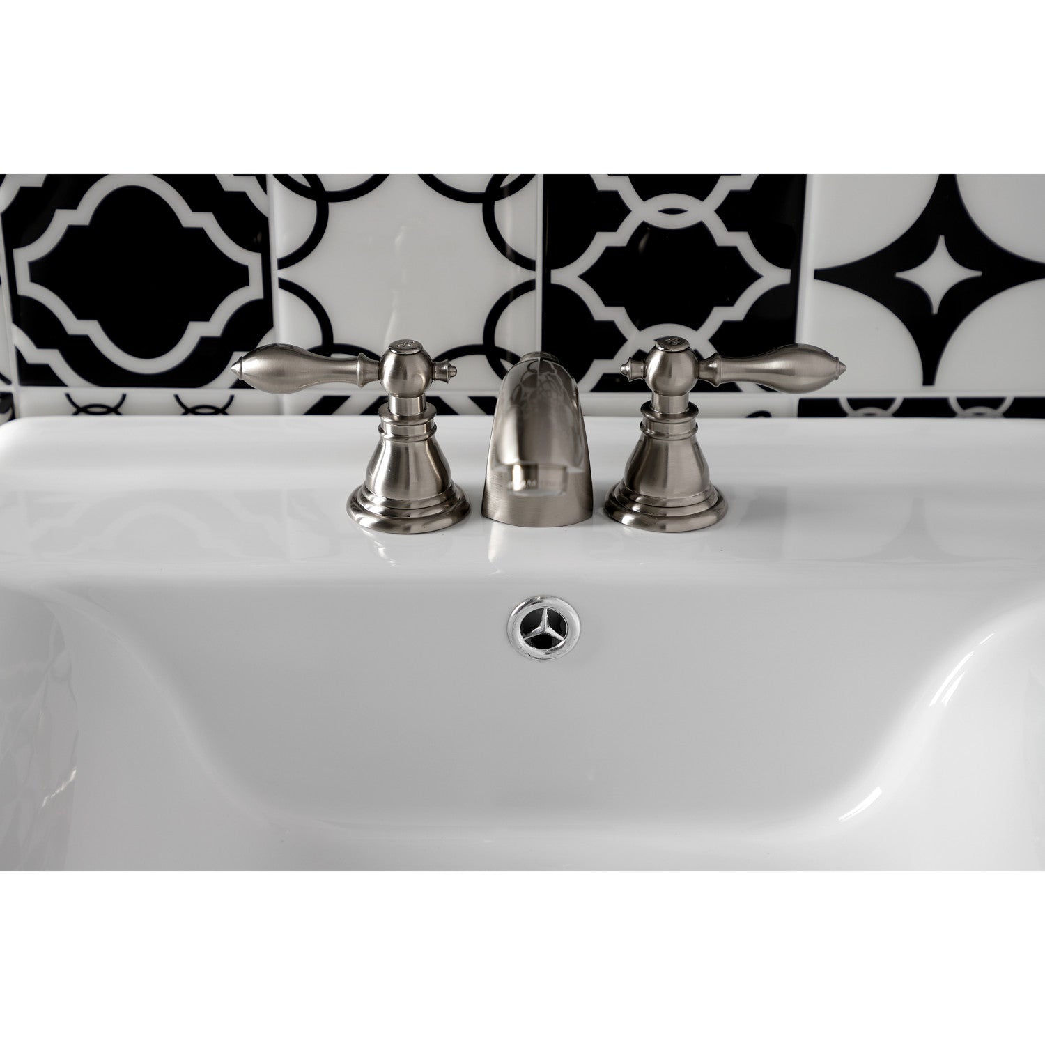 American Classic KB958ACL Brushed Nickel 3-Hole Mini Widespread Bathroom Faucet with Pop-Up Drain - Perfect for Modern Vanities and Small Bathroom Spaces