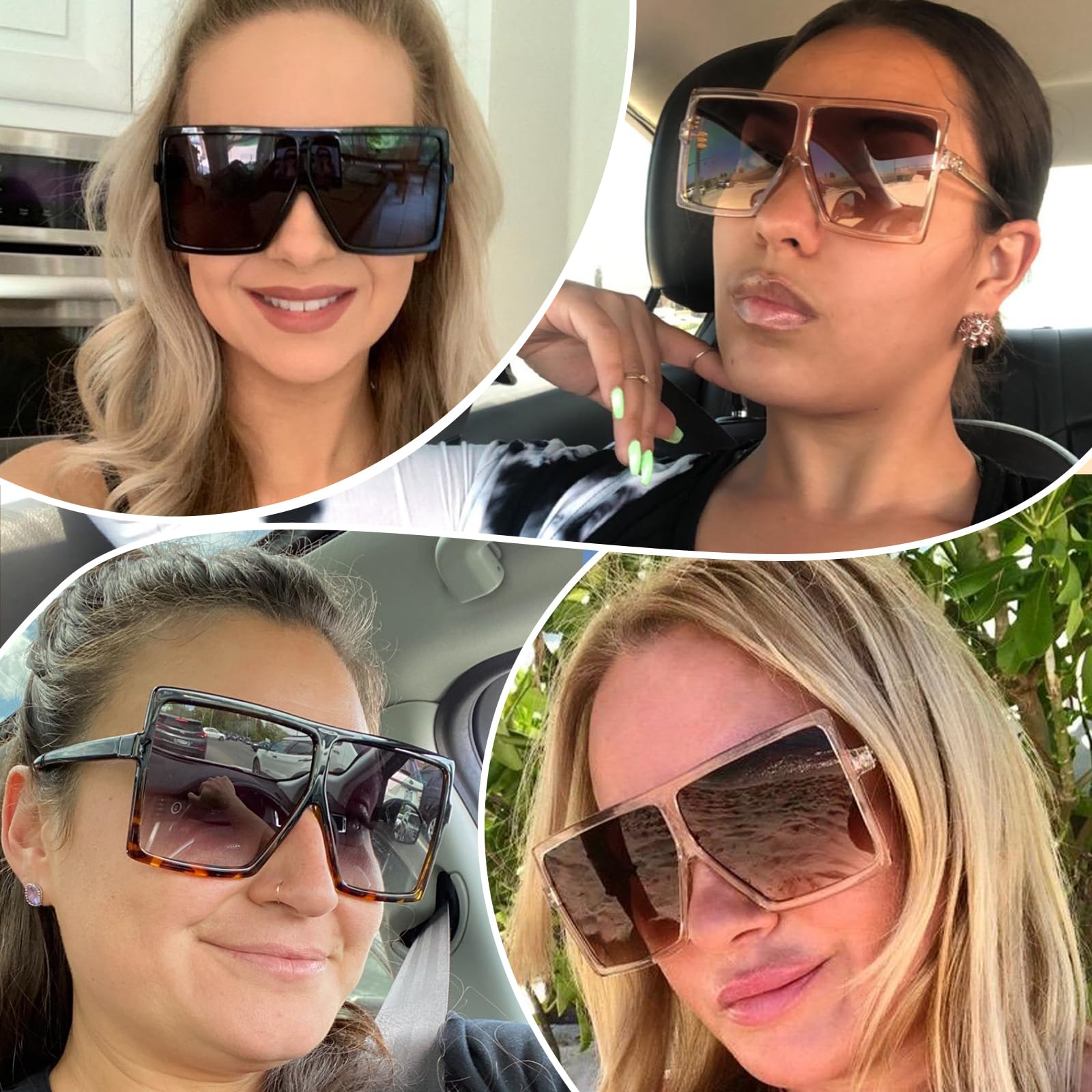 GRFISIA Square Oversized Sunglasses for Women & Men - UV Protection Flat Top Fashion Shades for Driving, Beach & Outdoor Activities