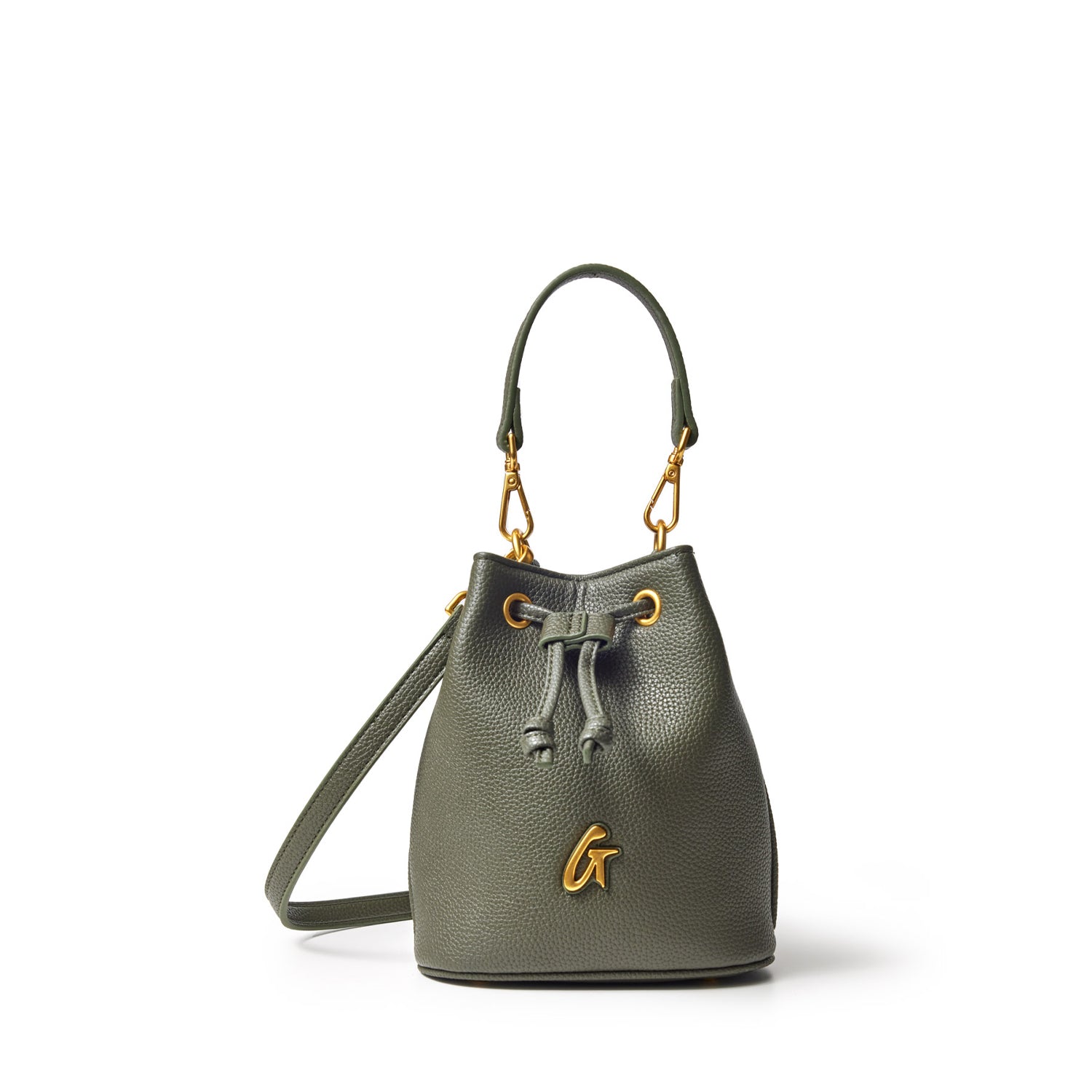 Mini Pebble Leather Bucket Bag in Olive Green - Stylish & Compact Crossbody Purse for Women, Perfect for Everyday Use, Travel & Casual Outings