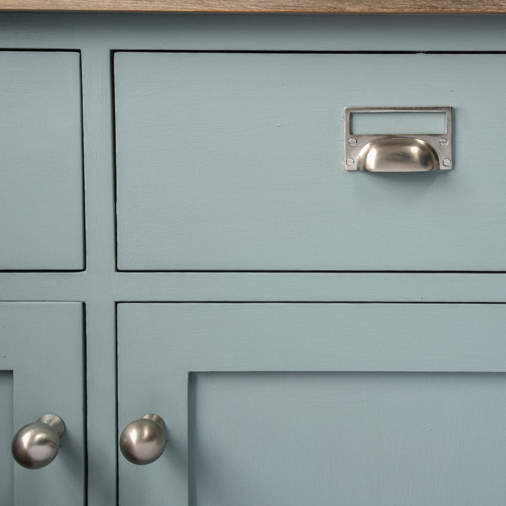 Satin Nickel Drawer Pulls with Card Frame - Elegant Hooded Cabinet Handles for Kitchen, Bathroom & Office Furniture - Easy Installation & Durable Finish
