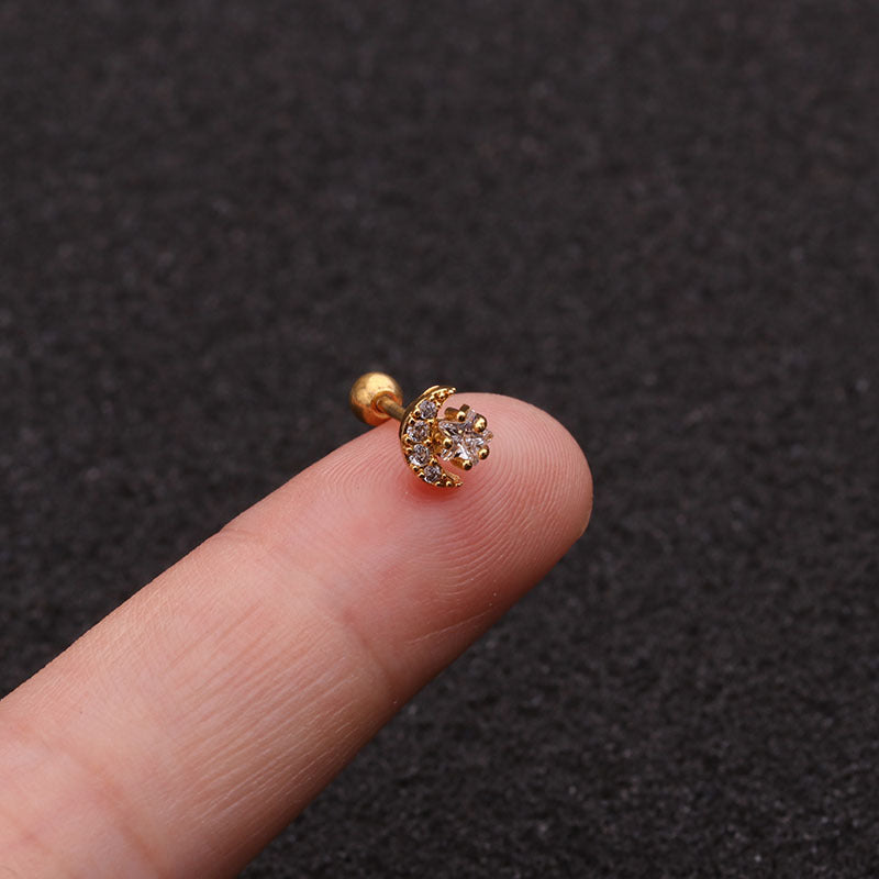 20G Cartilage Tiny Stud Earrings - Moon and Star Design Hypoallergenic Surgical Steel Jewelry | Perfect for Everyday Wear, Gifts & Special Occasions