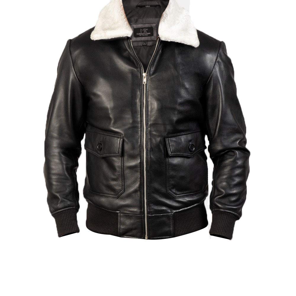 MSR Genuine Leather Furry Black Men's Biker Jacket - Stylish Winter Outerwear for Motorcycle Riding & Casual Wear