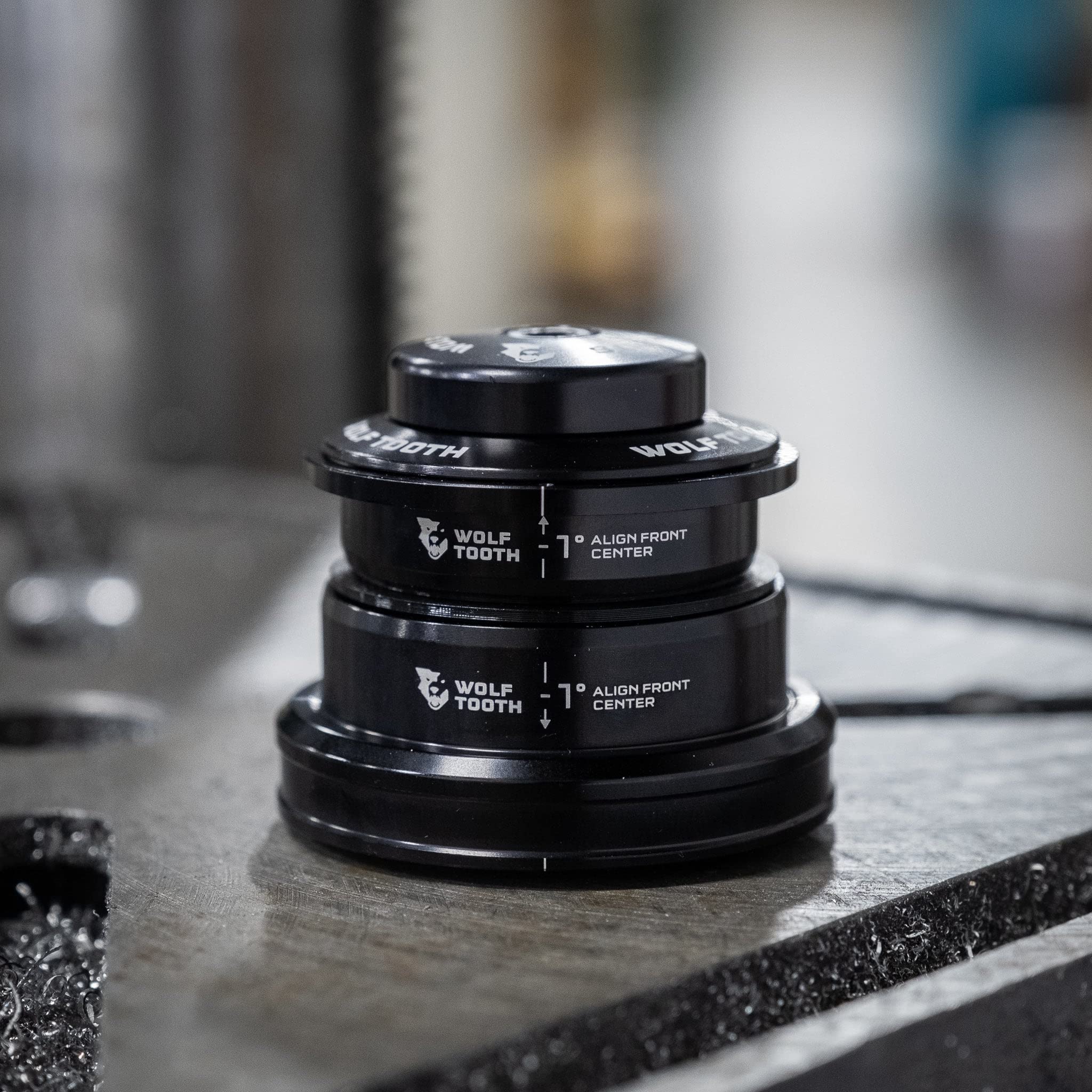 Wolf Tooth GeoShift Performance Angle Headset - ZS44/28.6 Upper & EC49/40 Lower - Short 90-115mm for MTB & Gravel Bikes - Improve Steering Precision on Technical Trails