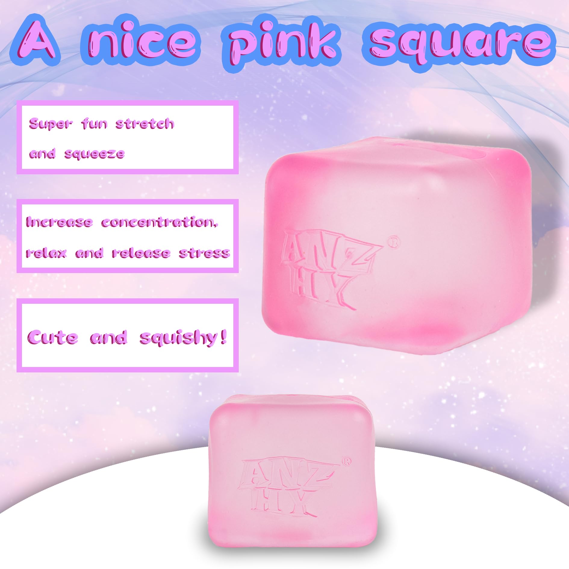 Stress Relief Cube for Kids & Adults - Gel Filled Squishy Fidget Toys for Anxiety, Calming Sensory Toys for Students - High Density Squeeze Ball for Focus & Relaxation - Perfect for Office, Classroom, and Home Use