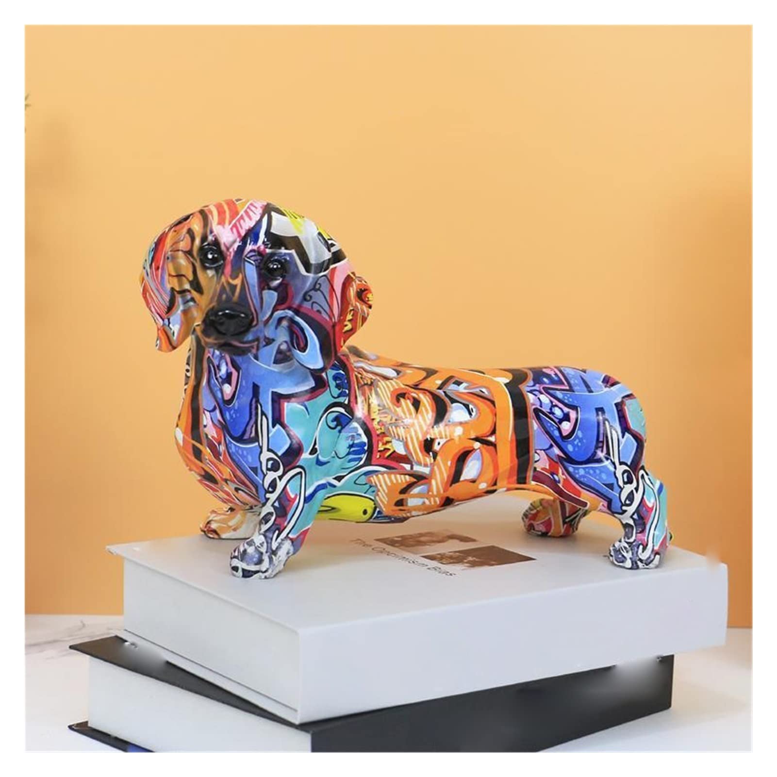 XXDONG LXRZLS Resin Dachshund Dog Statue Sculpture - Handcrafted Light Grey Home Decor for Living Room, TV Cabinet, Bookshelf | Unique Animal Figurine Gift for Pet Lovers & Housewarming Present