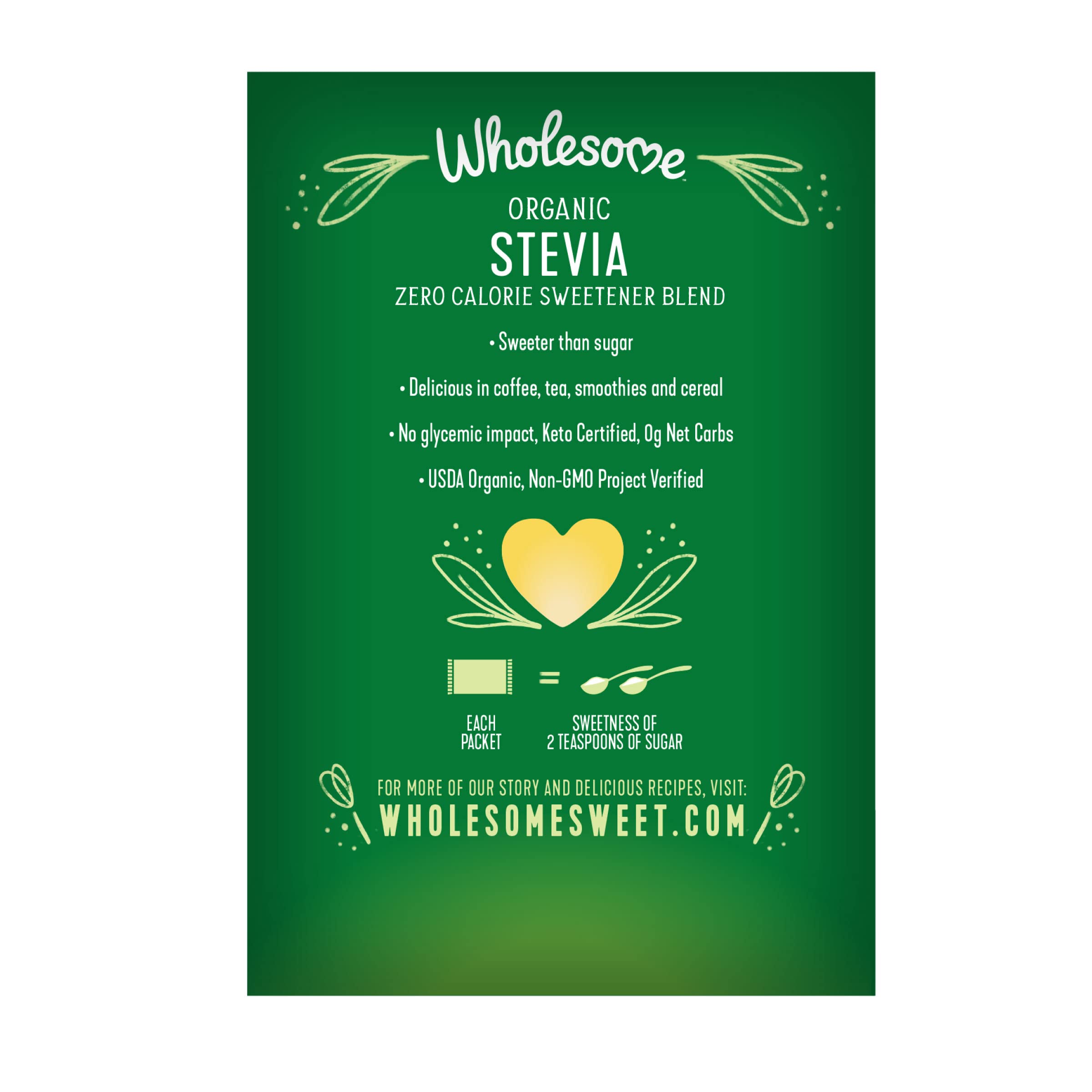 Organic Stevia Sweetener - Zero Calorie, Non-GMO, Keto-Friendly Natural Sugar Substitute (75 Count) - Perfect for Coffee, Tea, Baking & Healthy Lifestyle
