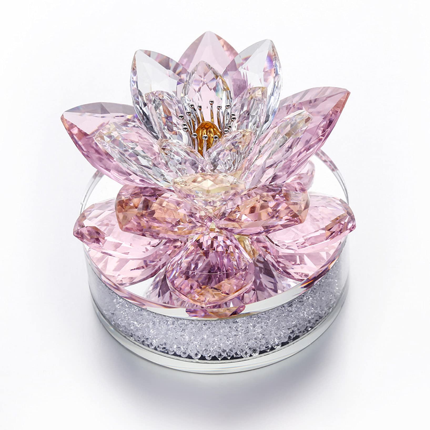 Sparkling Crystal Lotus Flower Figurine - Elegant Home Decor, Paperweight & Collectible Gift for Women, Mom, Girls | Perfect for Valentine's Day, Wedding Party Favors & Meditation Spaces
