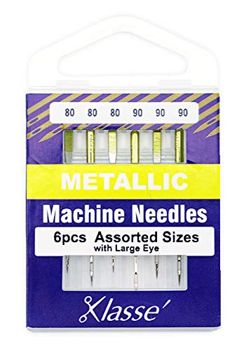 Klasse Metallic Needles - 6pcs Assorted Size Sewing Needles (1 Pack, AA5109.991) - Perfect for Hand Stitching, Quilting, Embroidery & Fabric Crafts