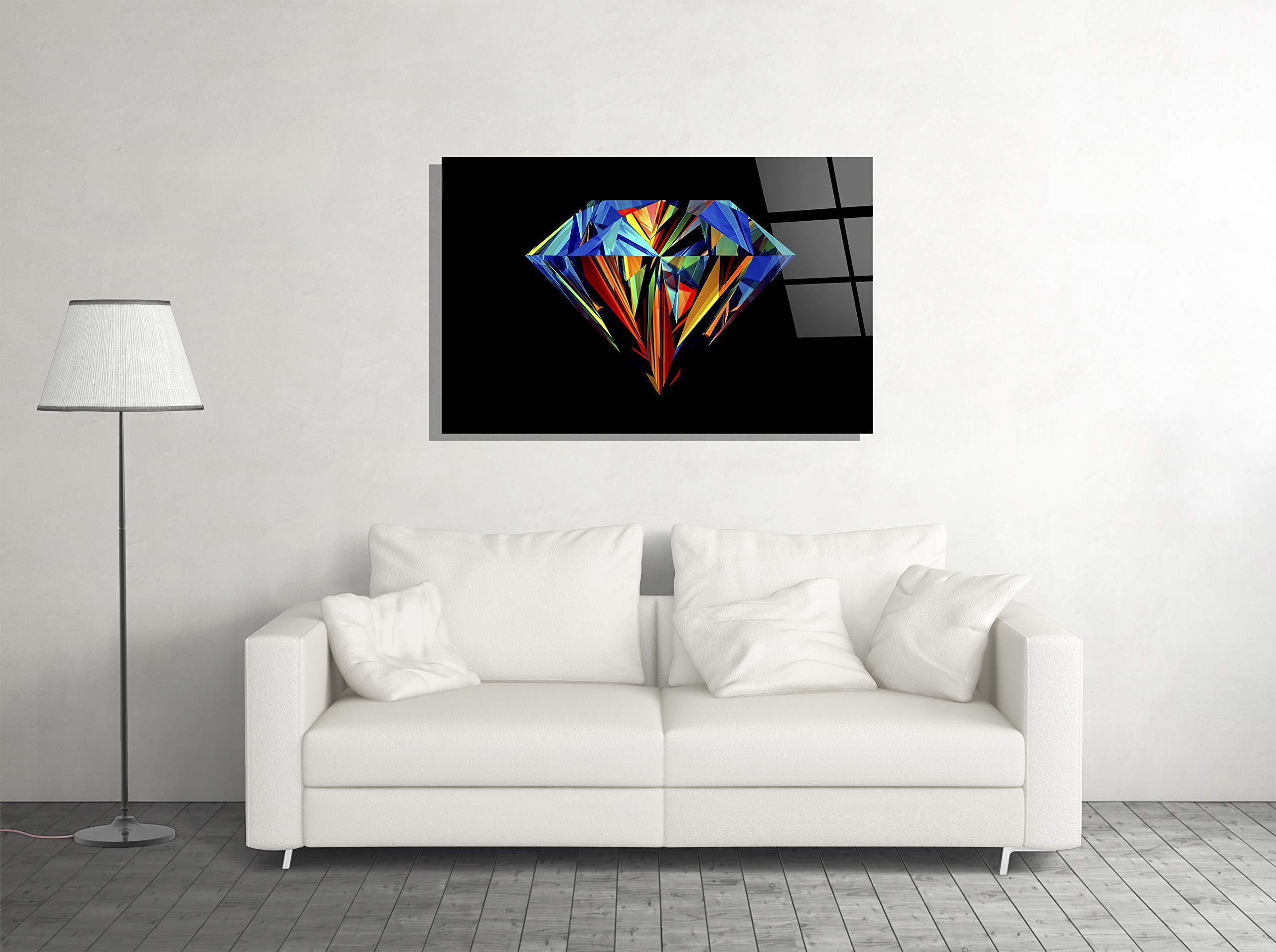 Vibrant Diamond Luxury Jewelry Digital Print Tempered Glass Canvas Wall Art - 16x24 Inch Modern Home & Office Decor, Perfect Gift for Housewarming, Wedding, Hotel Decor