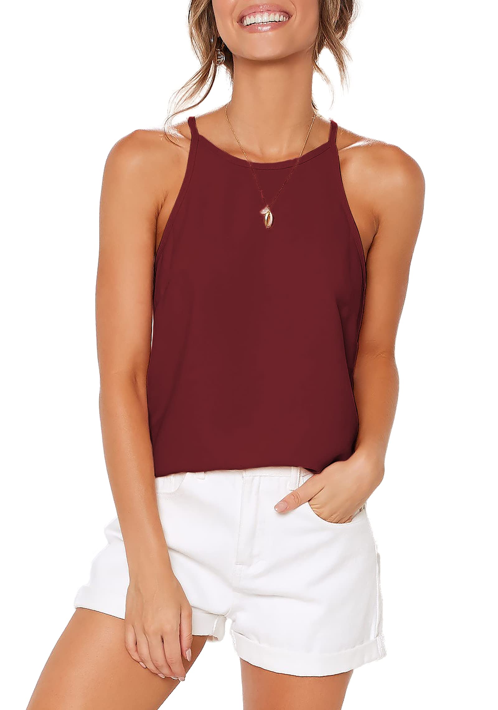 LouKeith Women's Racerback Tank Top - Sleeveless Spaghetti Strap Camisole for Summer | Casual Basic Blouse for Workout, Beach & Everyday Wear