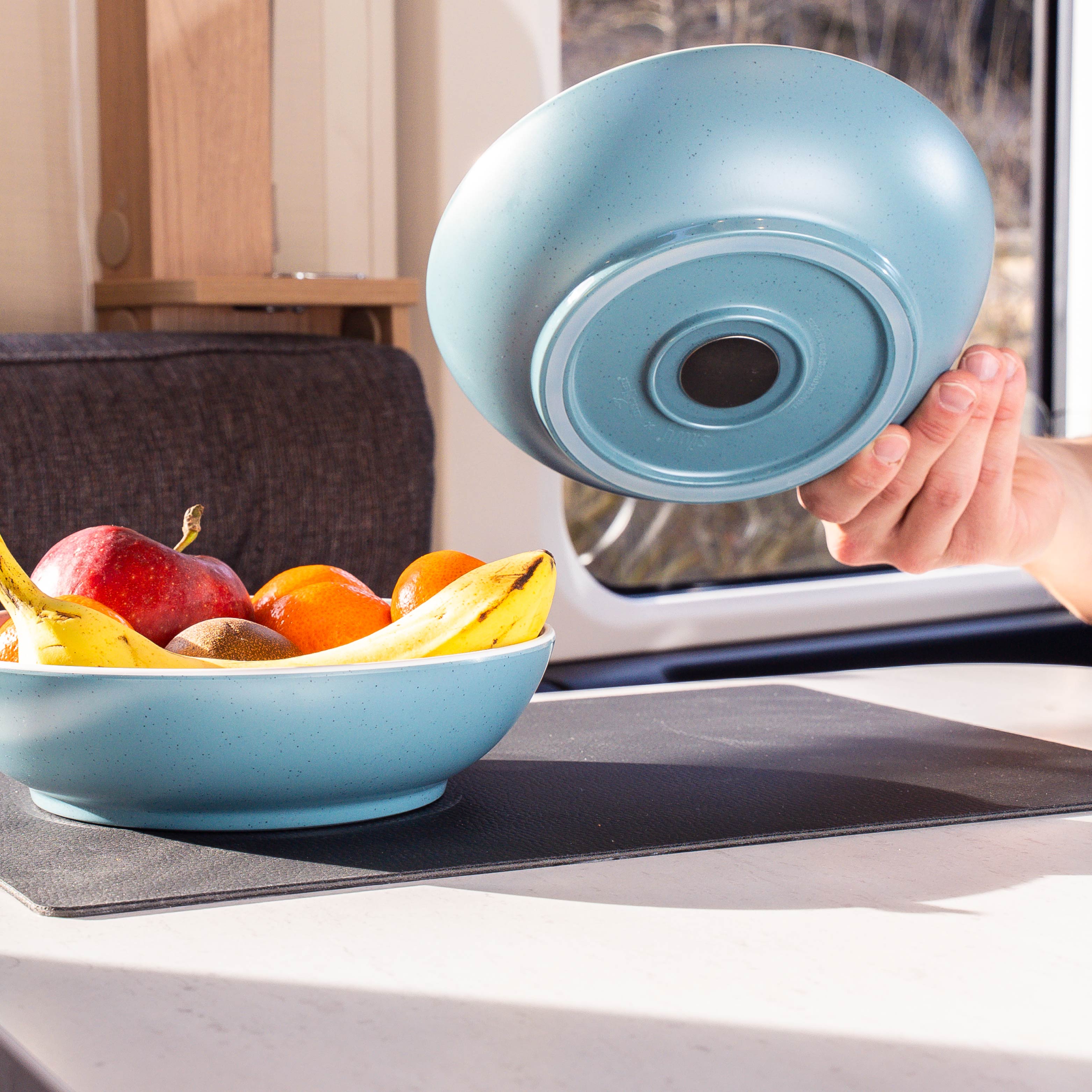 Premium Plastic Food Bowls with Magnet Base - DOLOMIT BLUE, 20cm for Refrigerator Storage & Kitchen Organization