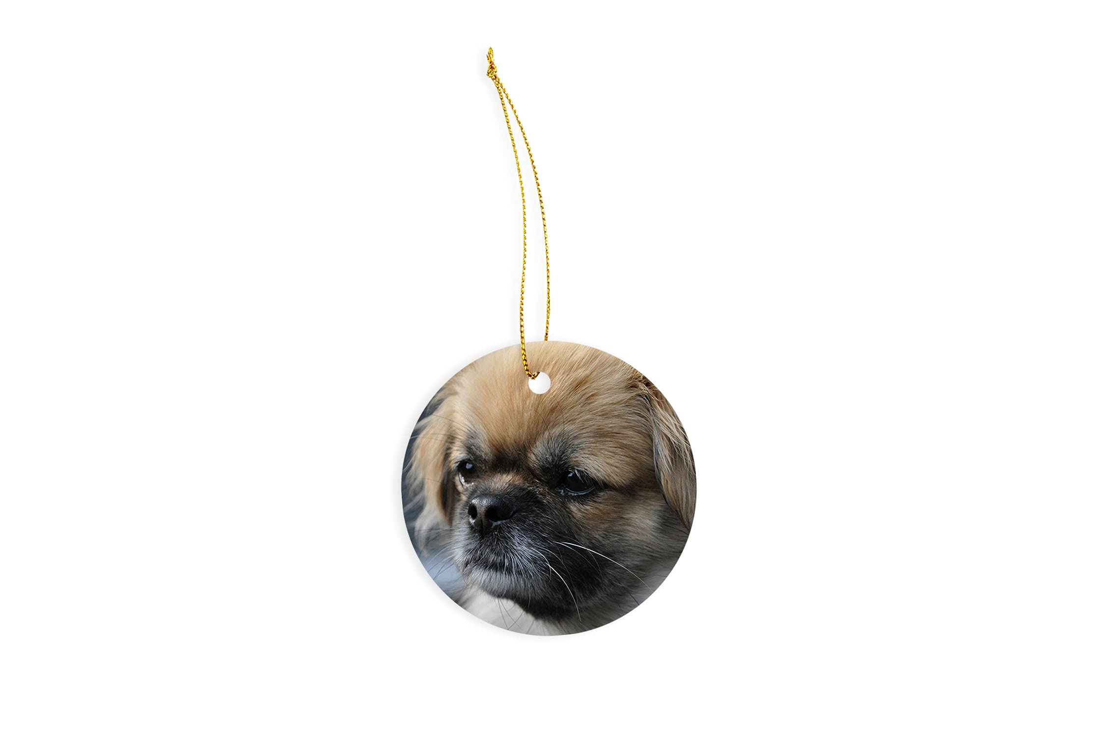 Tibetan Spaniel Ceramic Ornament - 3 Inch Round Christmas Tree Decoration - Handmade Ceramic Holiday Ornament for Xmas Tree, Home Decor, Gift for Dog Lovers & Pet Owners