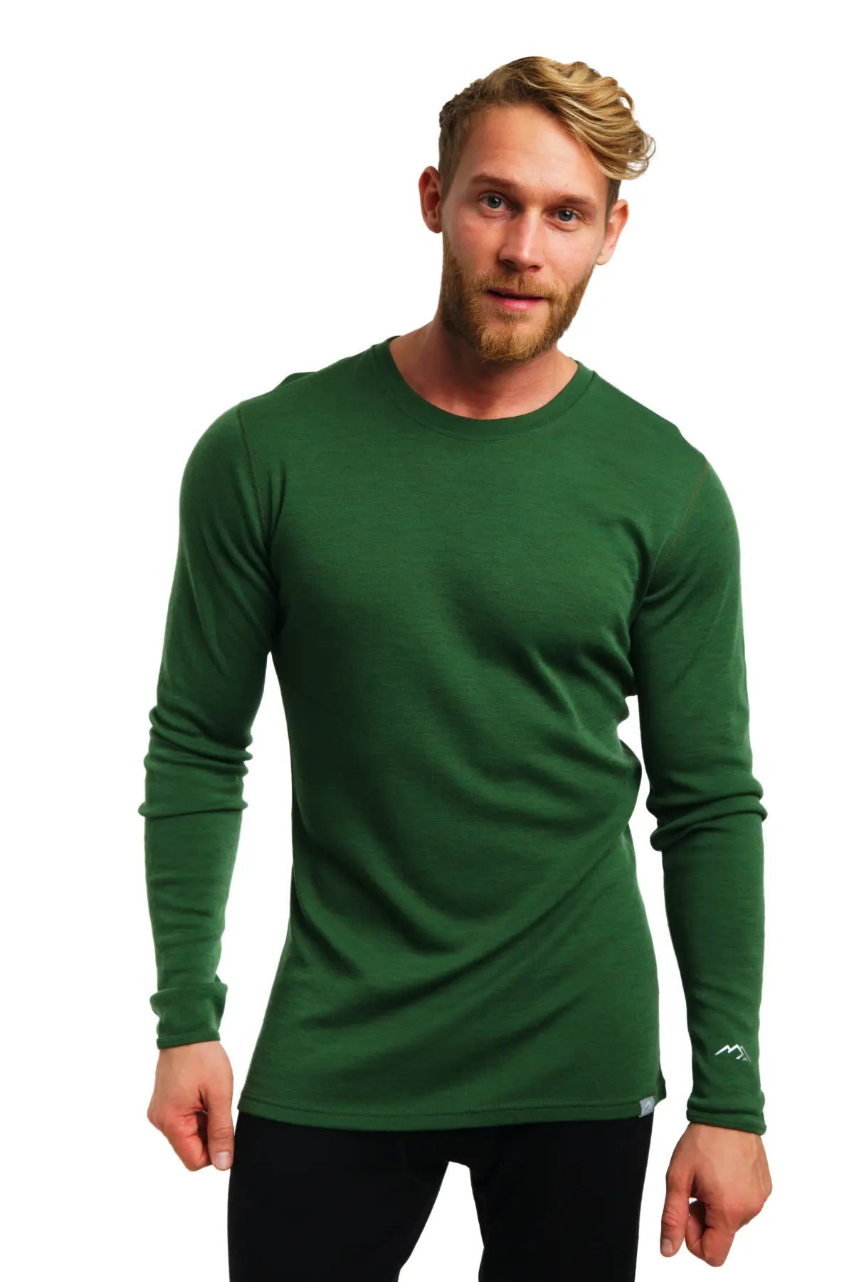 Premium Men's Merino Wool Long Sleeve Base Layer Shirt - 250 GSM Thermal Olive Green for Hiking, Camping & Winter Outdoor Activities