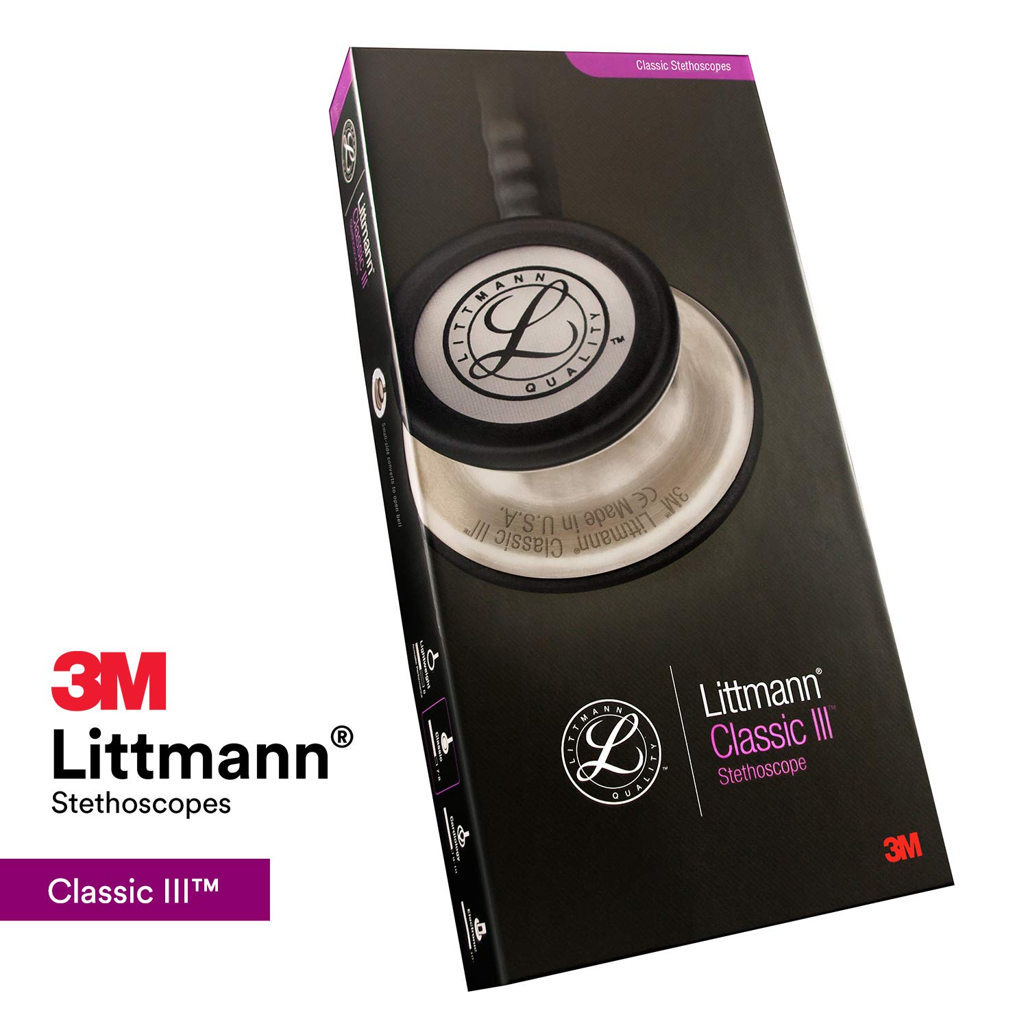 3M Littmann Classic III Monitoring Stethoscope - 5807 Model with 2X Louder Sound, Lightweight Design & Rainbow Stainless Steel Chestpiece - 27-Inch Caribbean Blue Tube with Brass Stem & Headset - Ideal for Medical Professionals, Nurses, and Students in Clinical Settings