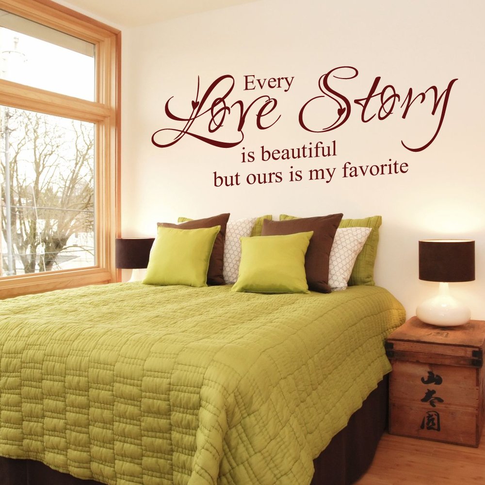 Every Love Story Is Beautiful But Ours Is My Favorite - Romantic Vinyl Wall Decal for Bedroom, Inspirational Home Decor in Dark Brown (Small) - Perfect for Couples' Bedroom, Nursery, or Wedding Gift