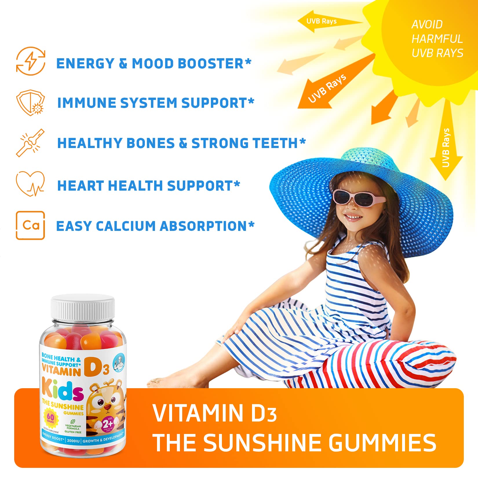 DR. MORITZ Vitamin D3 Gummies 2000 IU - Immune Support Supplement for Kids & Adults - Vegetarian, Gelatin-Free Chewable Vitamins - 2 Pack (120 Count) - Perfect for Daily Immune Boosting & Bone Health Support