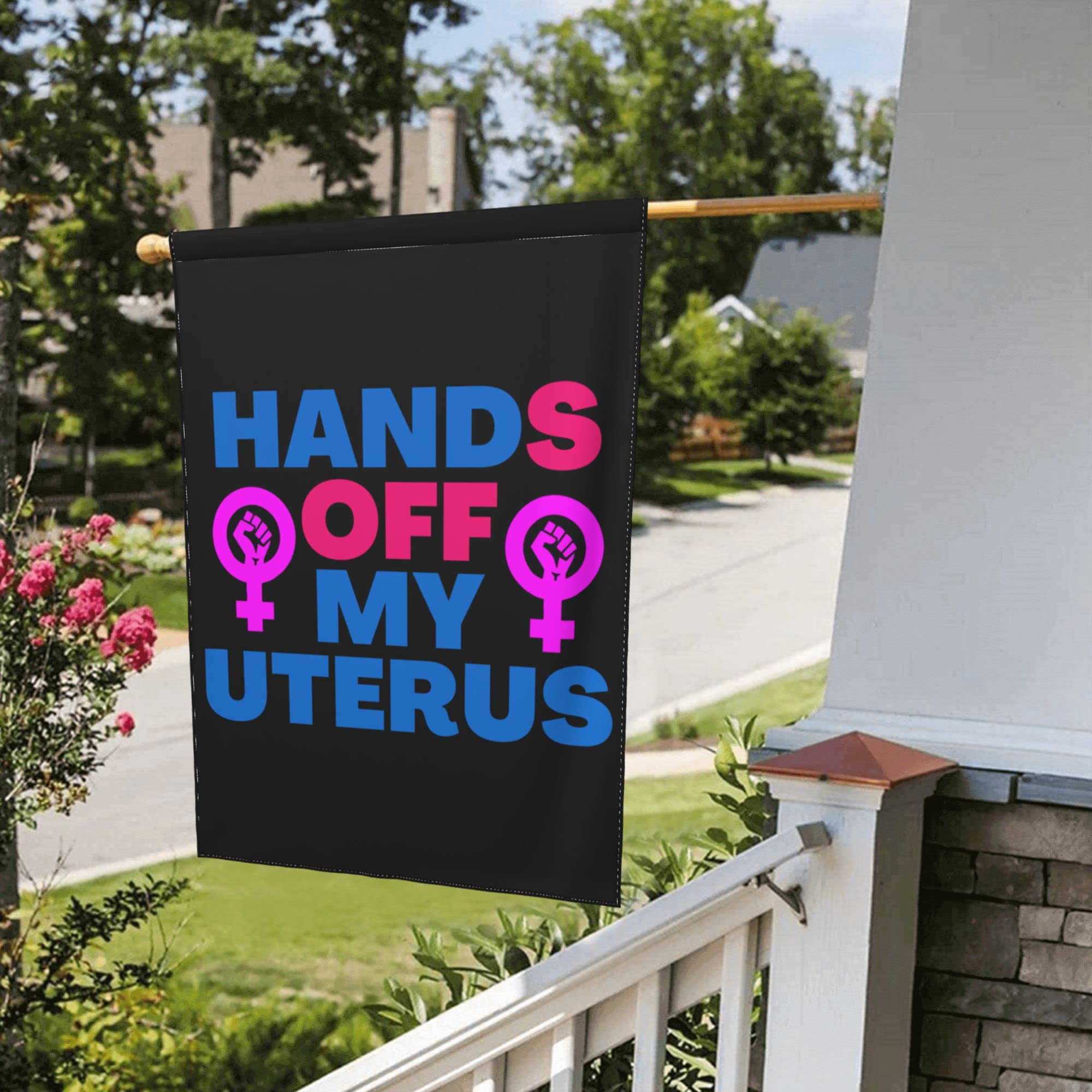 Pro Choice Women's Rights Garden Flag - 12.5x18 Inch Double Sided Outdoor Yard Sign - 'Hands Off My Body' Feminist Statement for Lawn, Wall & House Decor - Perfect for Political Rallies, Protests & Women's Empowerment Events