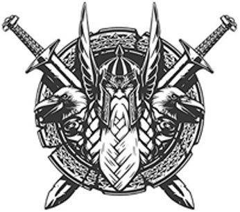 Strong Magnetic Viking Warrior Sword Emblem - Black & White Vinyl Bumper Sticker (4