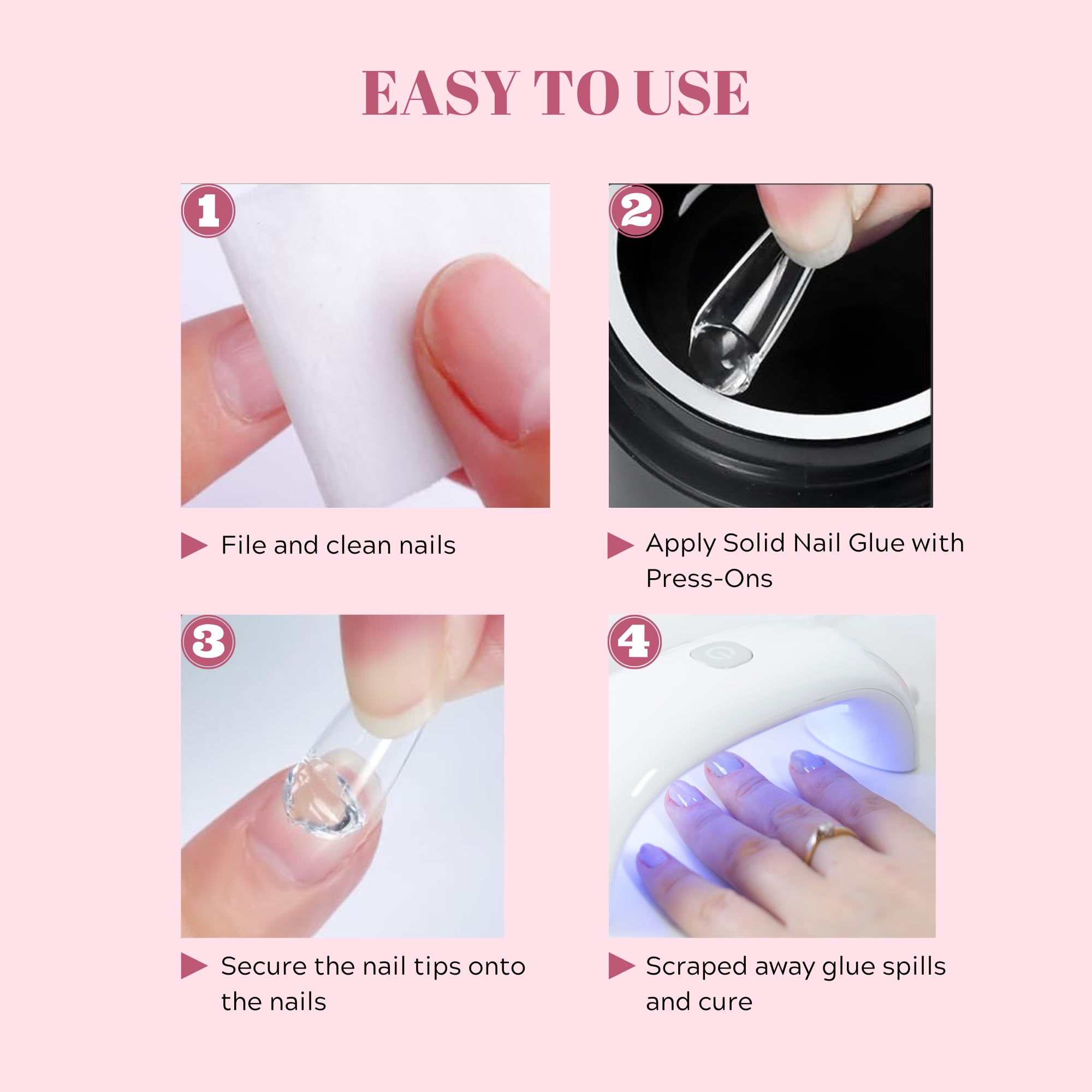 Strong & Long-Lasting Solid Nail Glue Gel for Press On Nails & Acrylic Tips | 15ML UV-Cured Hard Gel Adhesive for DIY False Nails at Home | Perfect for Salon-Quality Manicures & Nail Extensions