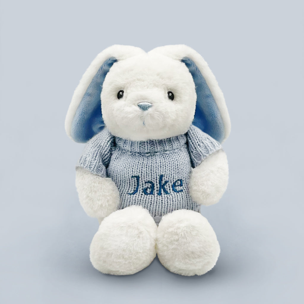 Little Bunny Snuggle Hamper Basket - Soft Plush Storage Bin for Baby Nursery, Kids Room Organization & Laundry - Perfect for Toys, Blankets & Clothes (Blue)