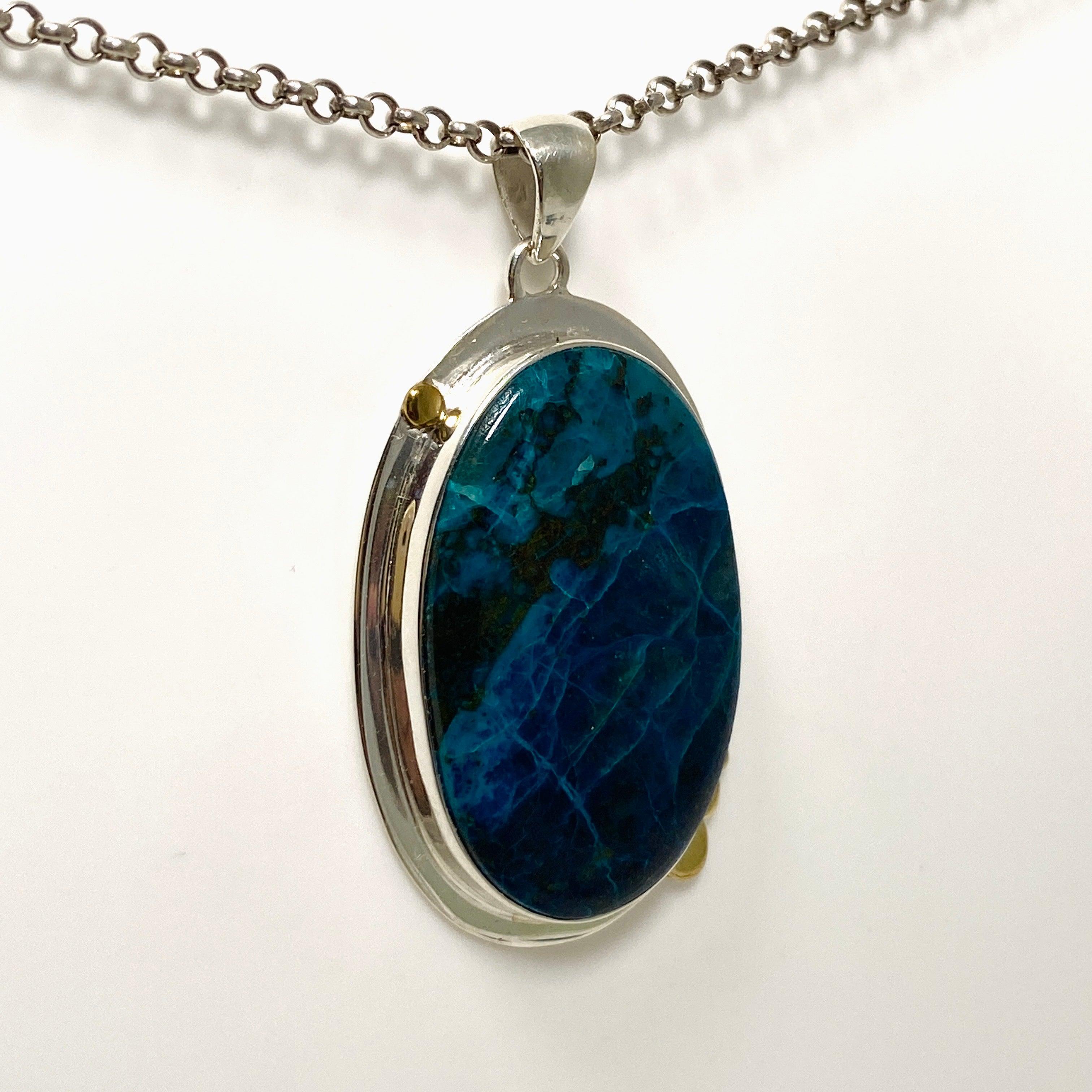 Shattuckite Oval Pendant Necklace - Handcrafted Gemstone Jewelry KPGJ4418 for Women, Gift for Her, Spiritual Healing & Meditation Accessory