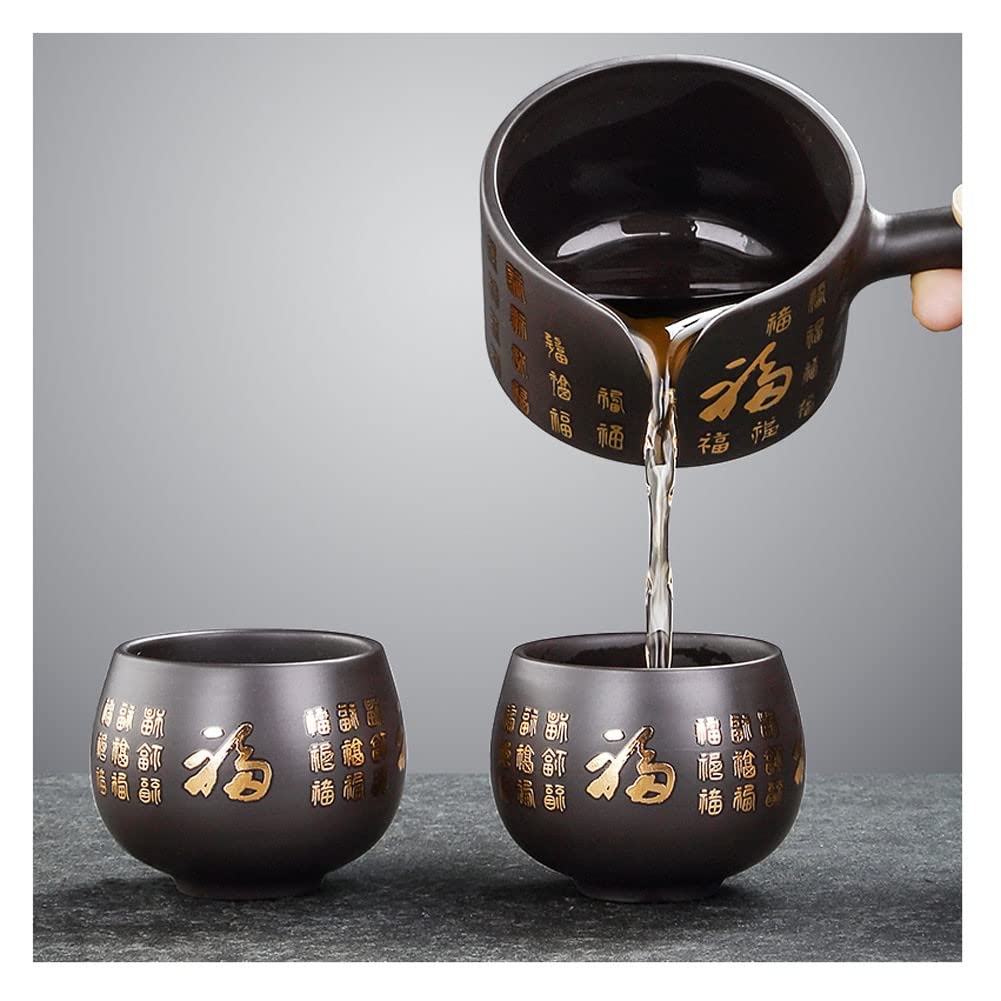 Premium 9-Piece Chinese Gongfu Tea Set - Porcelain Ceramic Teapot, Cups & Saucers for 6, Sugar Bowl, Creamer Pitcher & Teaspoon - Elegant Coffee & Tea Gift Set for Home, Office & Traditional Tea Ceremonies