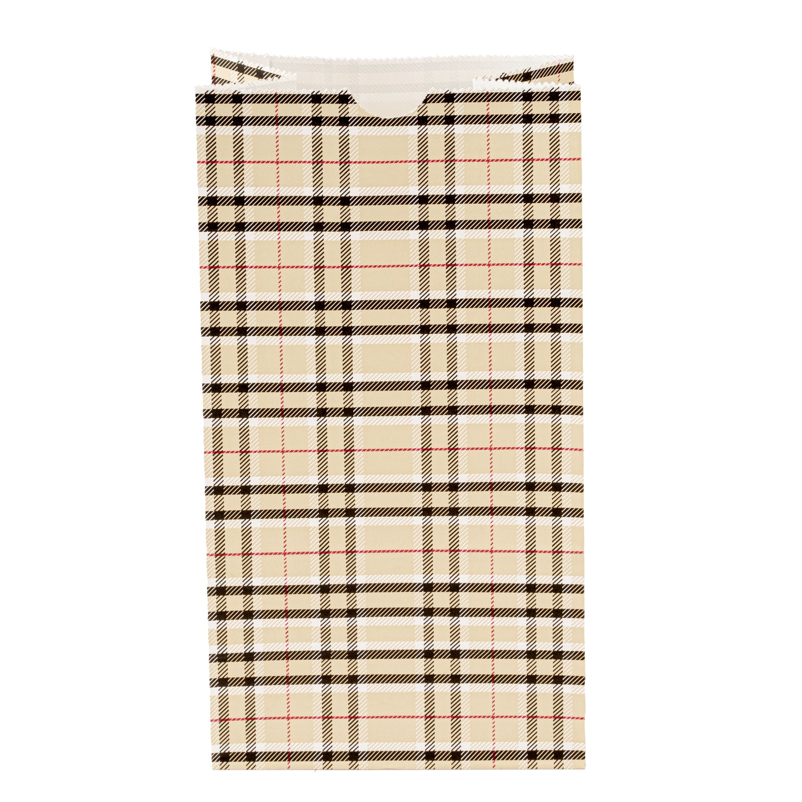 Premium Plaid Paper Bags 4 lb Capacity - 5 x 3.25 x 9.5 Inches - Pack of 100 - Eco-Friendly Gift & Party Favor Bags for Weddings, Birthdays & Retail Packaging